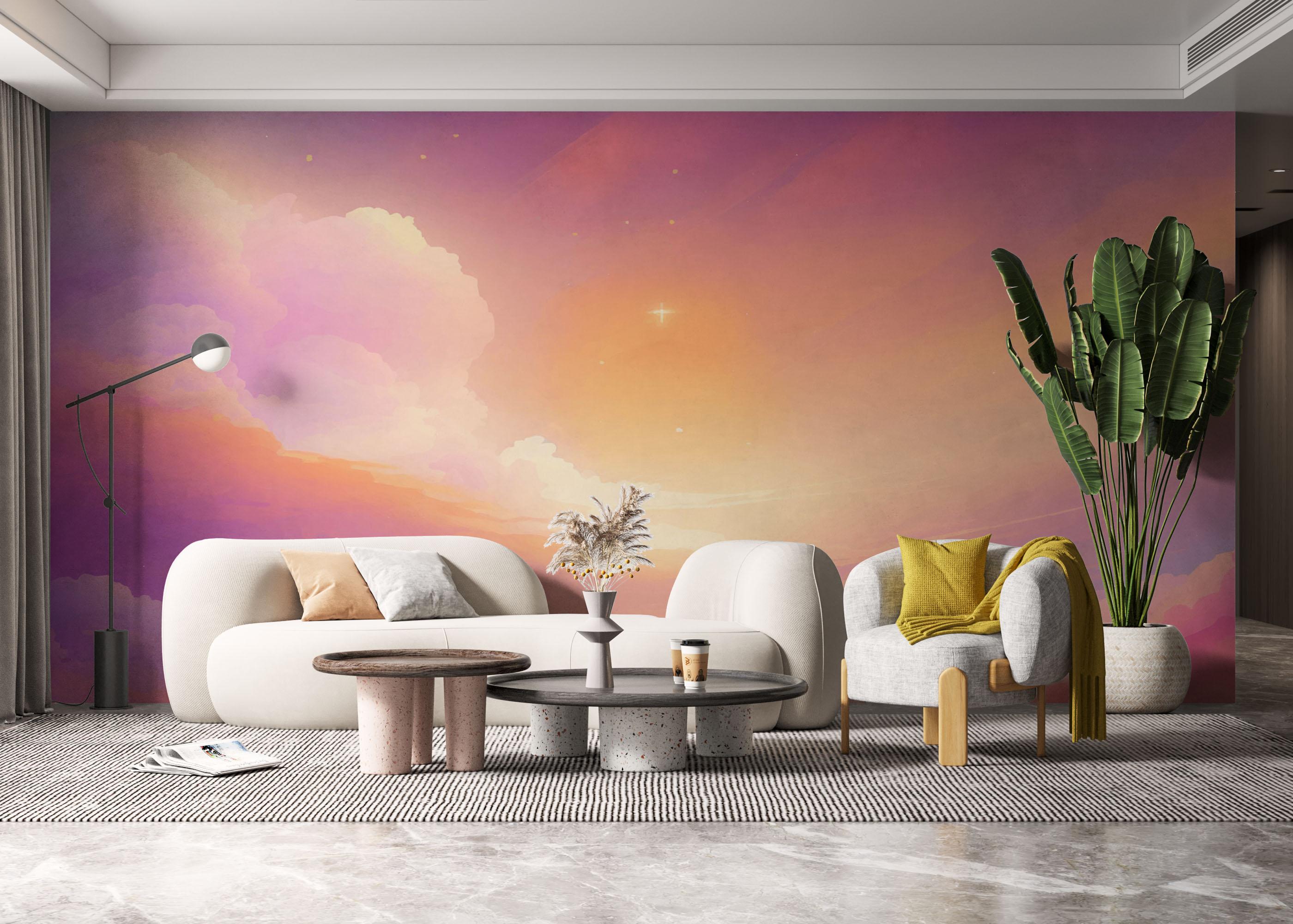 Fototapet Orange Pink Clouds mockup 6