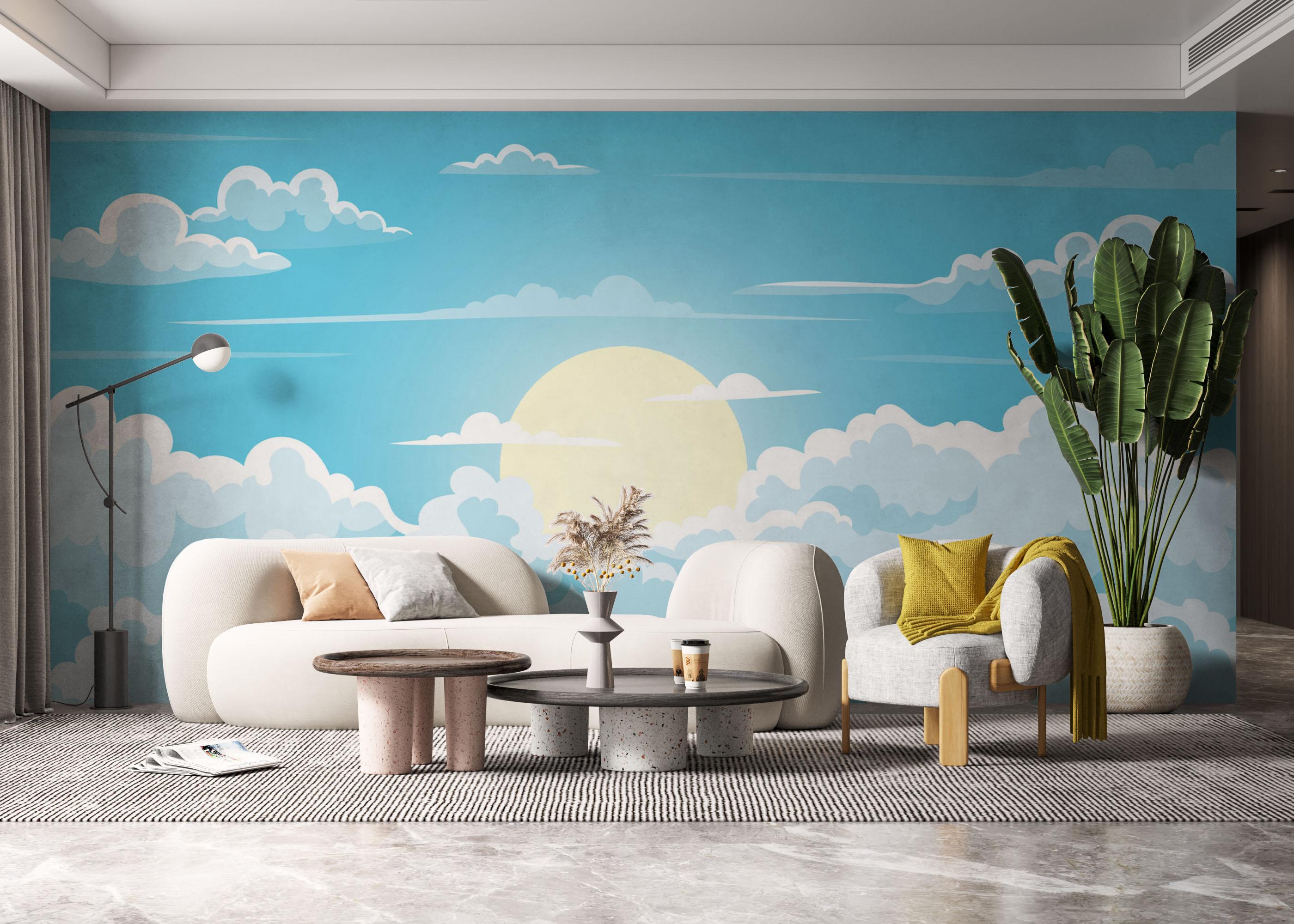 Fototapet Sunny Day Clouds mockup 6