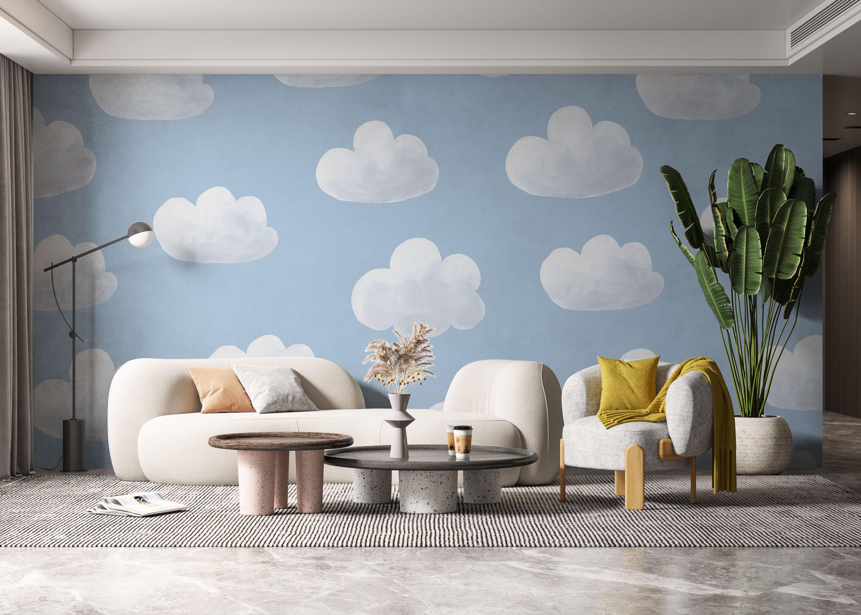 Fototapet White Grey Cloud mockup 6