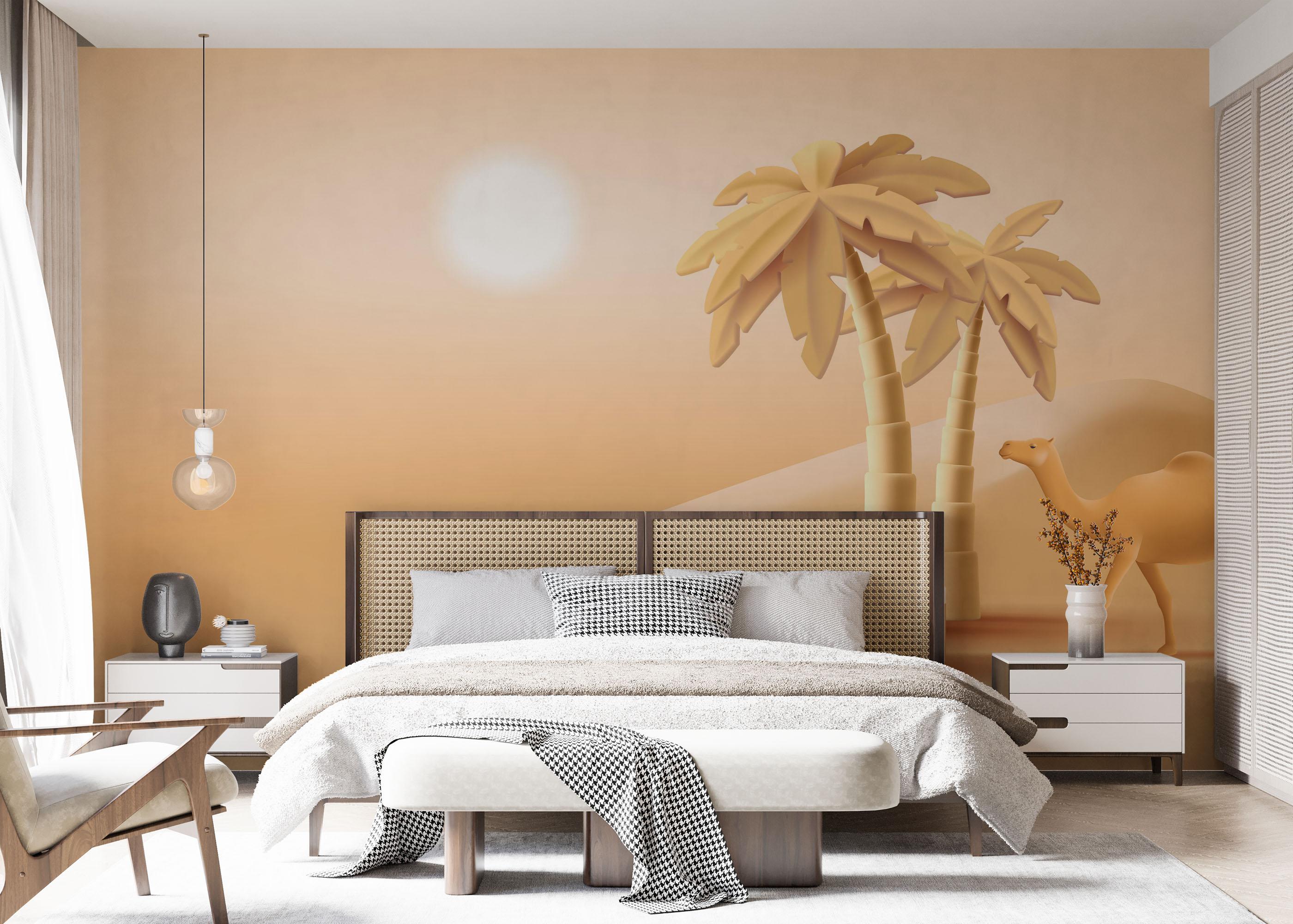 Fototapet Desert Camel Palm mockup 7