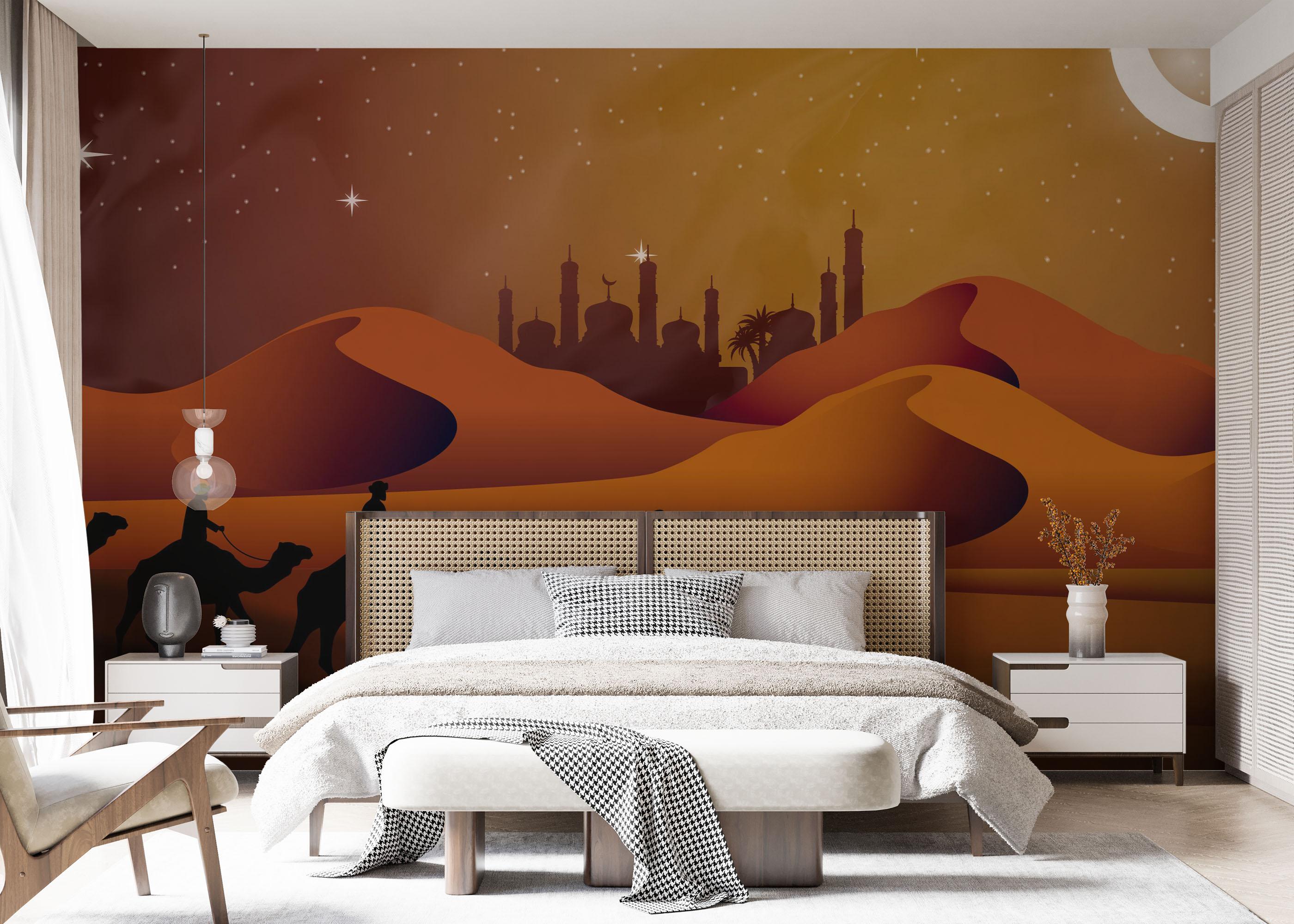 Fototapet Desert Camels Moon mockup 7