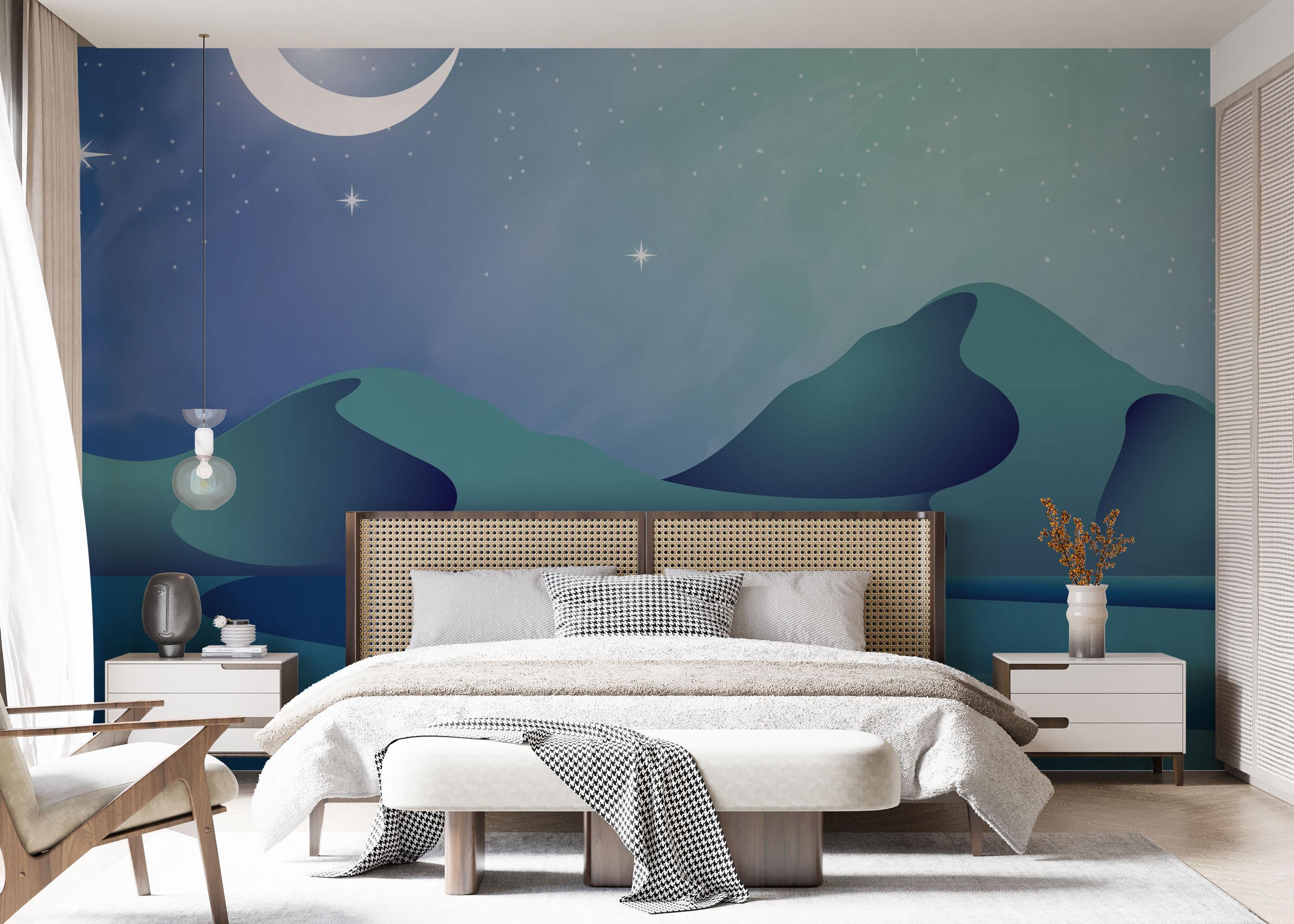 Fototapet Green Light Desert mockup 7