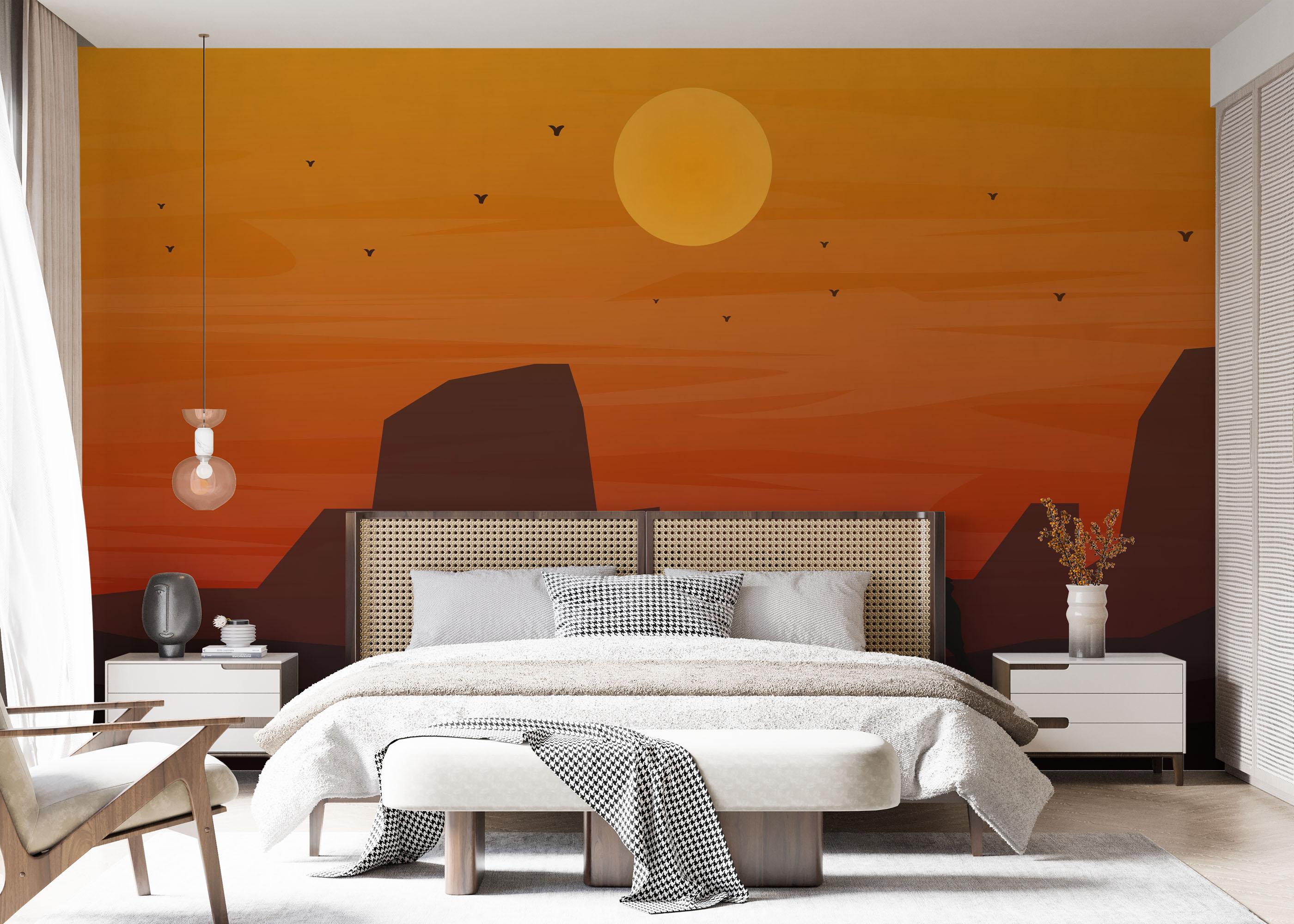 Fototapet Red Sunset Desert mockup 7