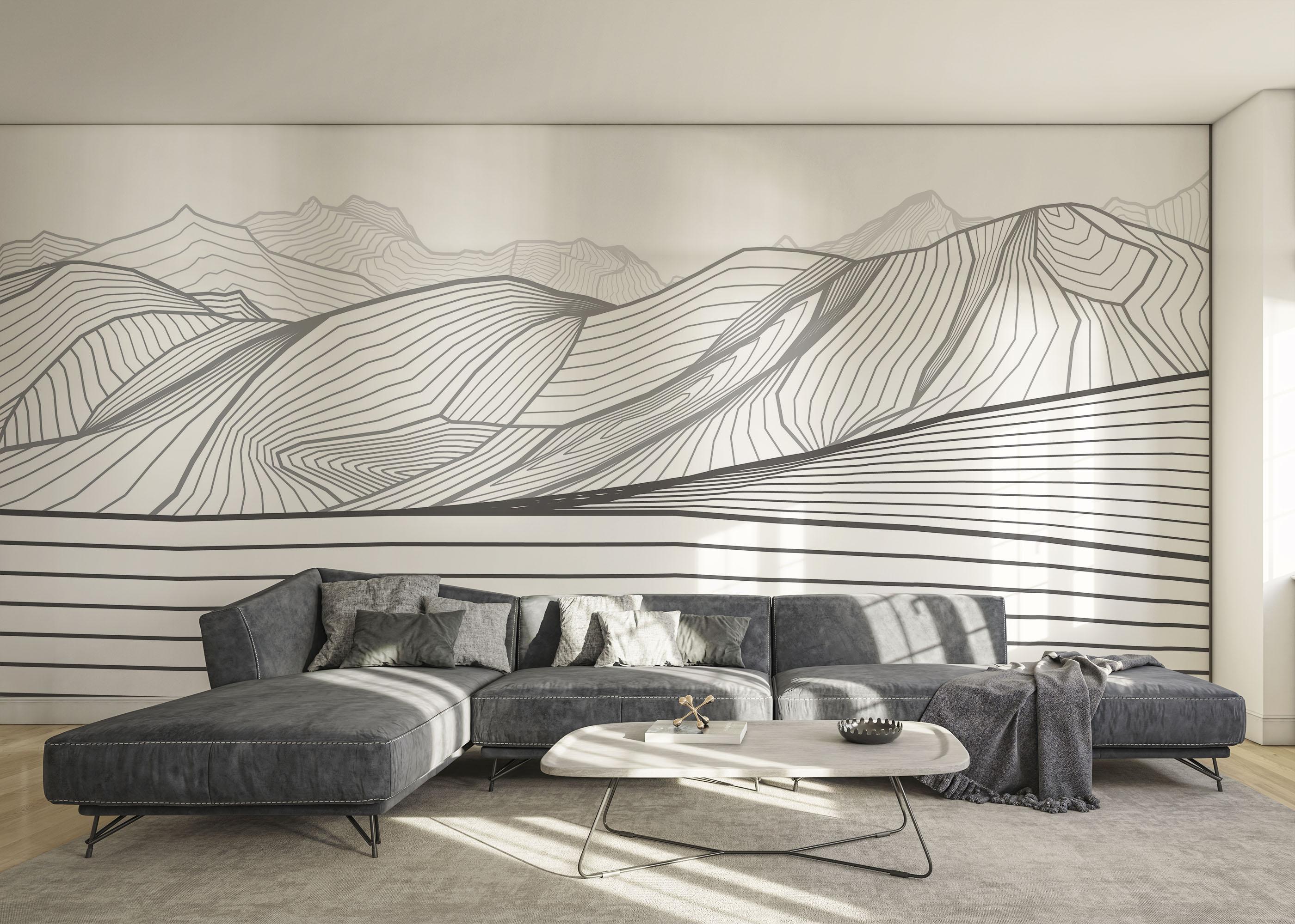 Fototapet Black Line Desert mockup 0