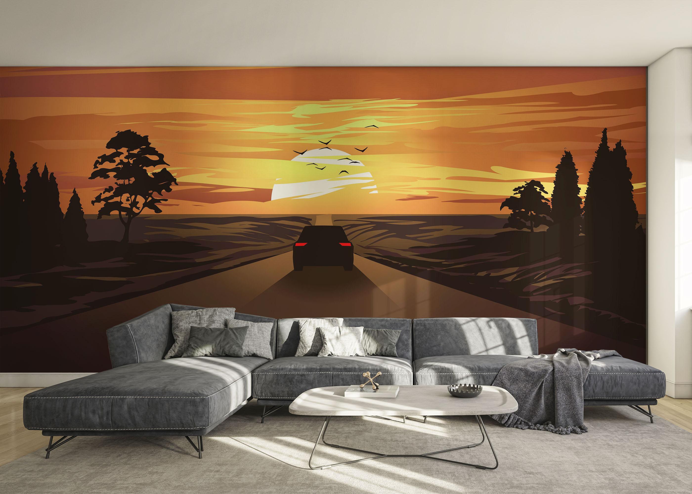 Fototapet Car Sunset Desert mockup 0
