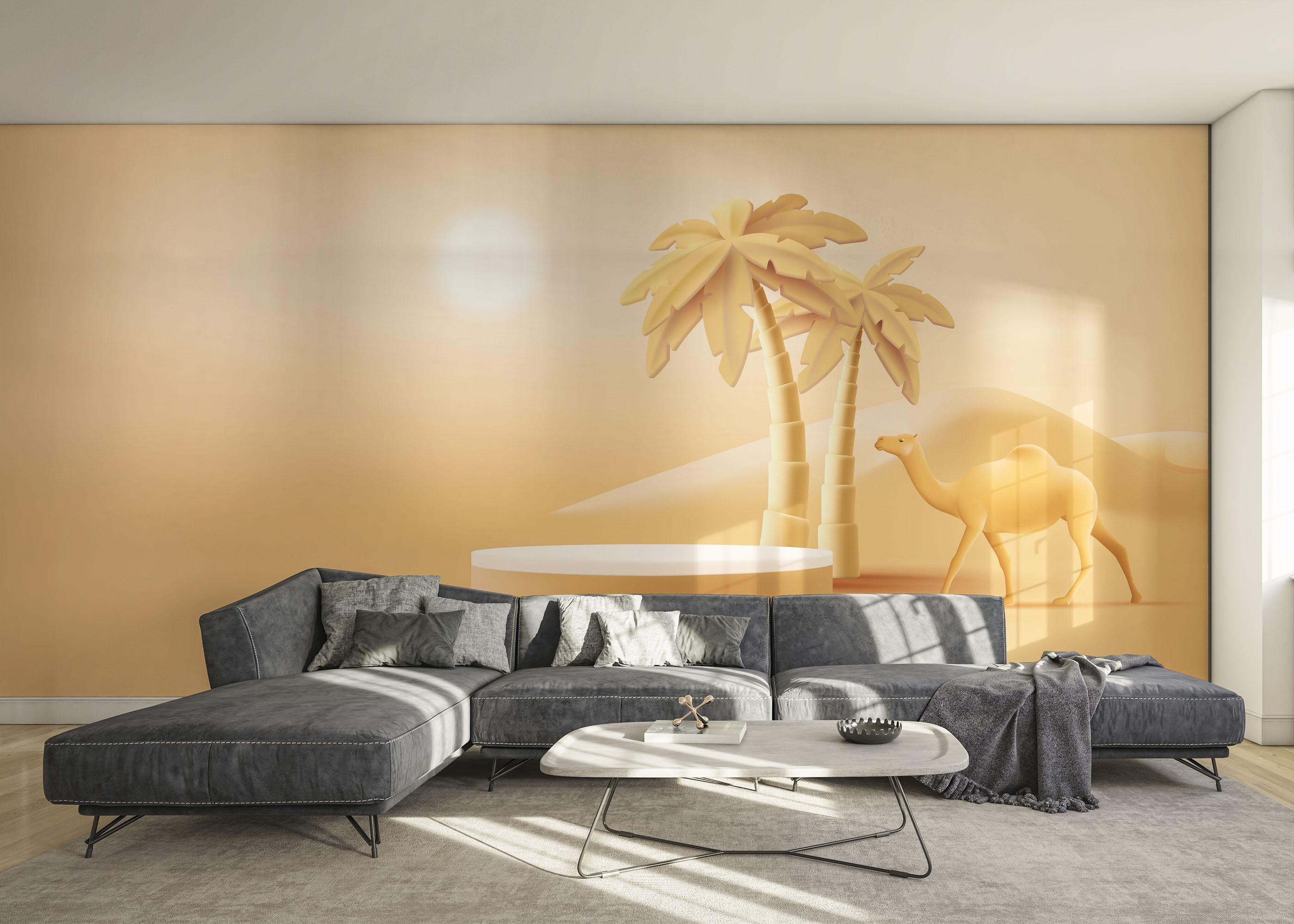 Fototapet Desert Camel Palm mockup 0