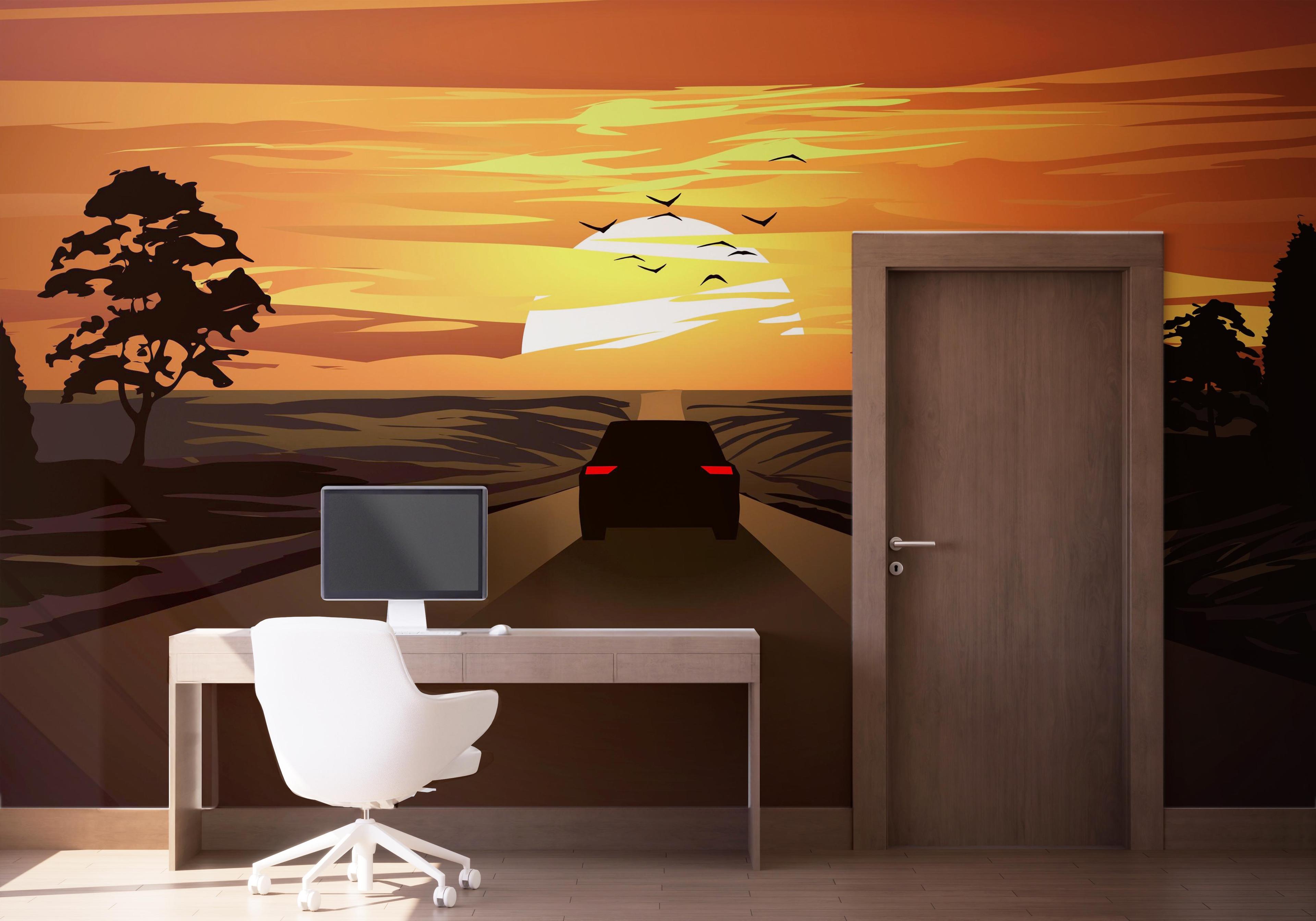 Fototapet Car Sunset Desert mockup 1