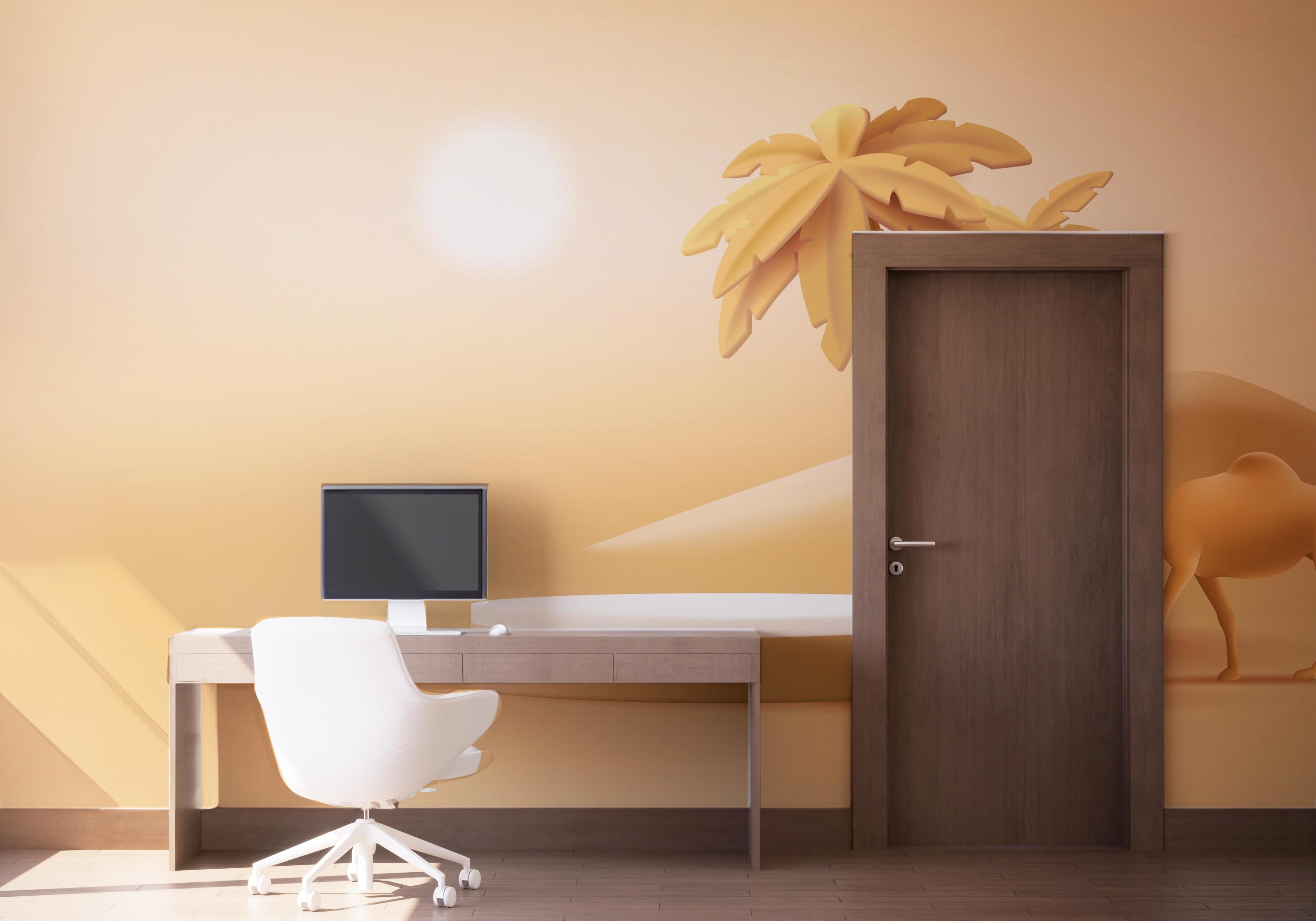 Fototapet Desert Camel Palm mockup 1