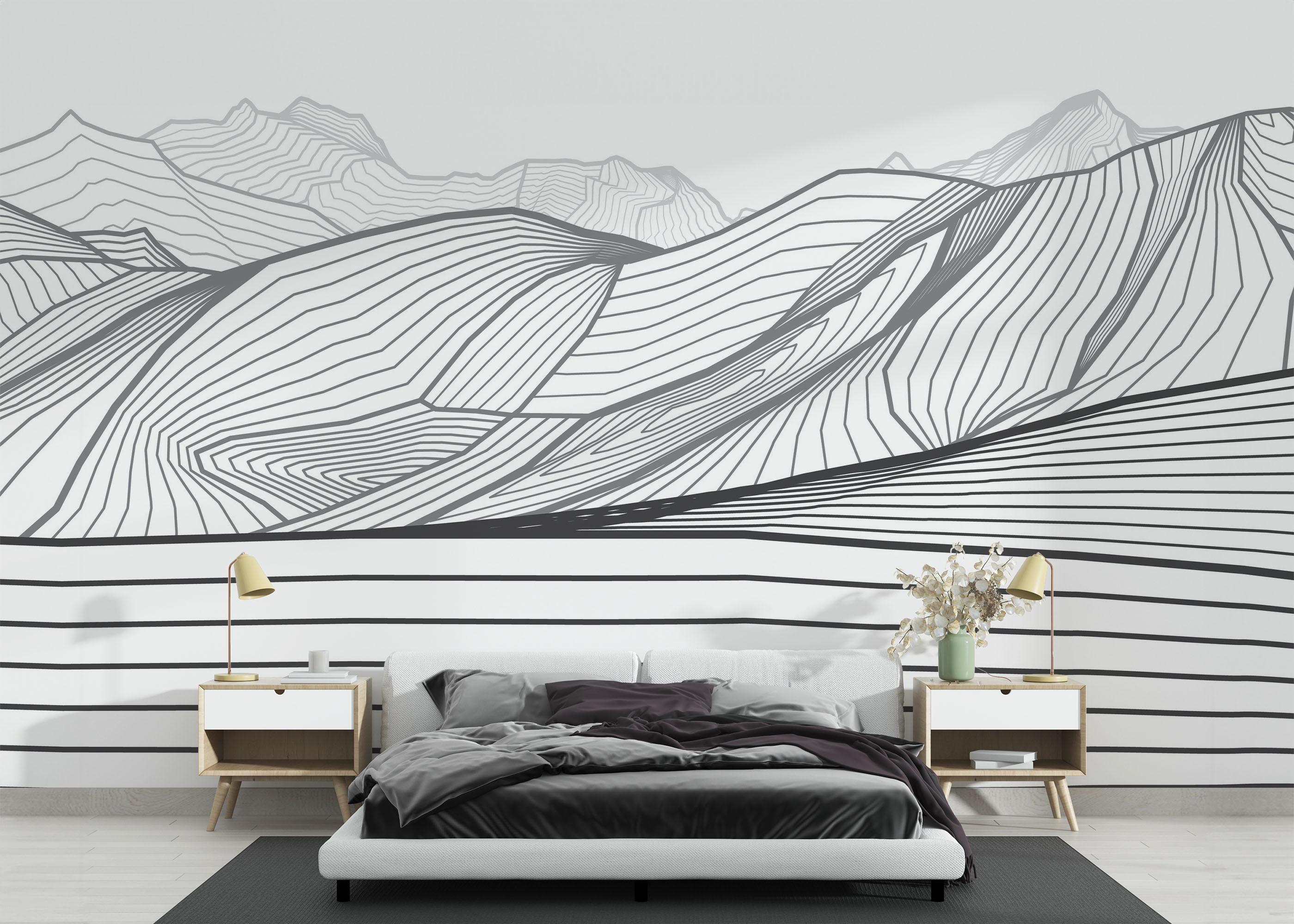 Fototapet Black Line Desert mockup 3