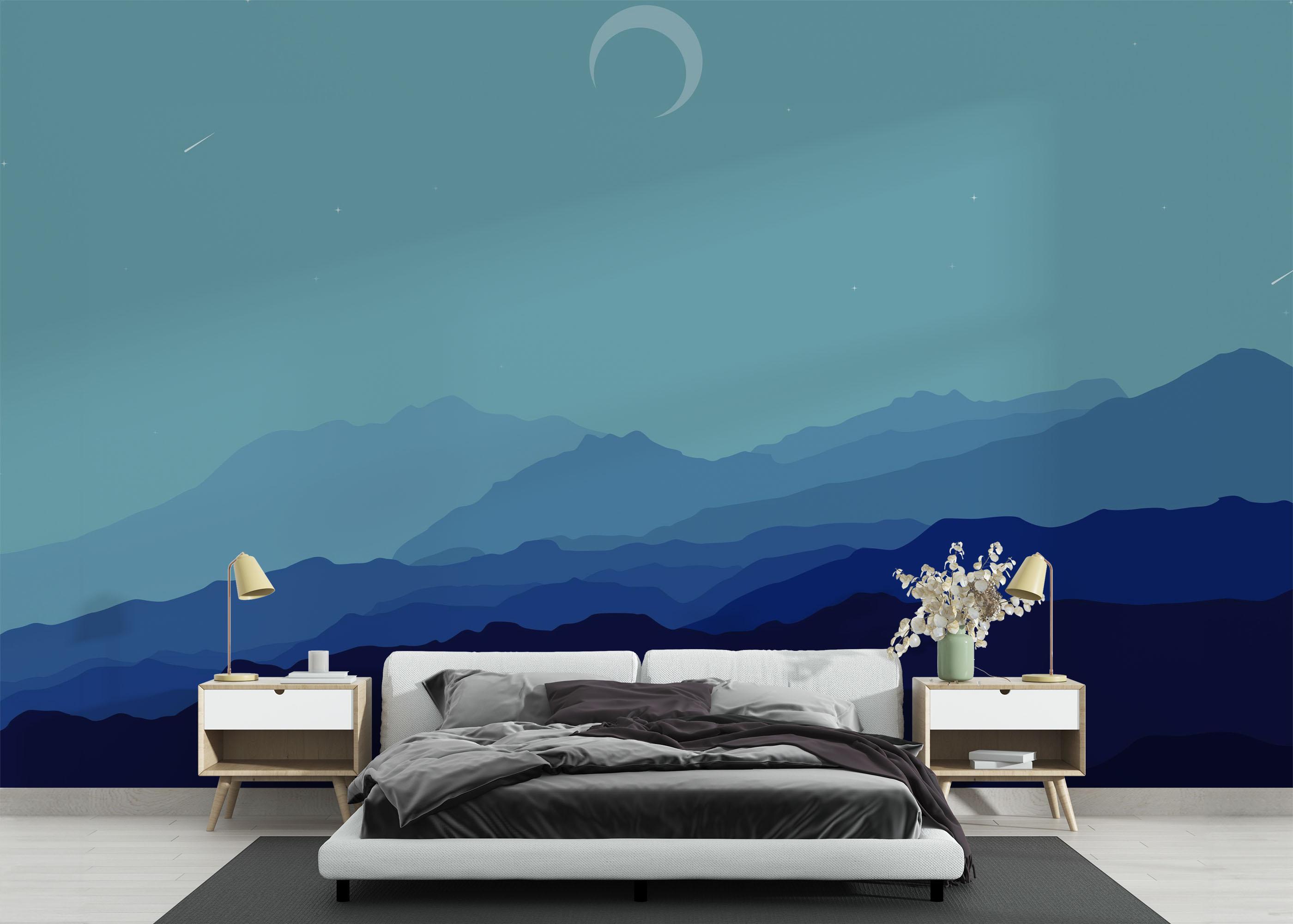 Fototapet Blue Desert Moon mockup 3