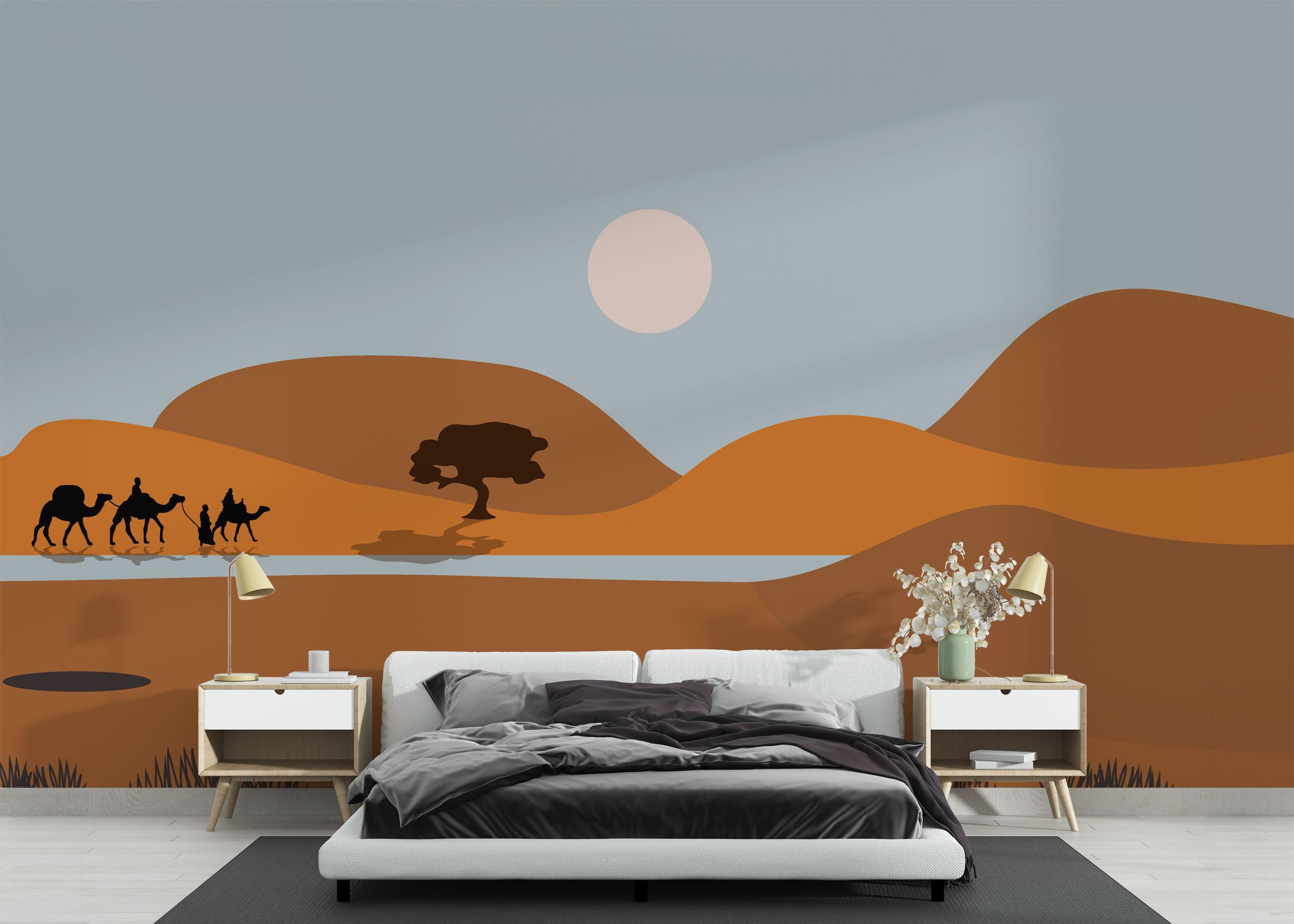 Fototapet Camels Walk mockup 3