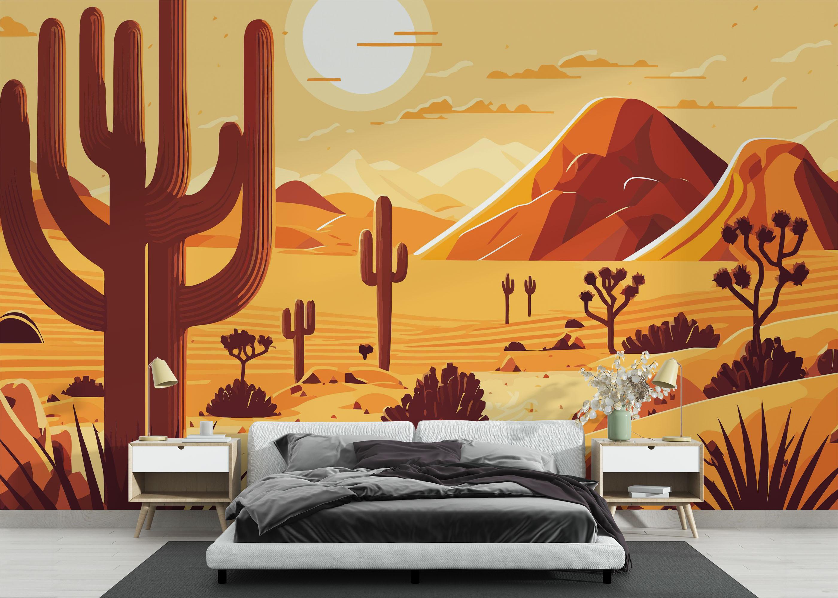 Fototapet Cream Desert Cartoon mockup 3