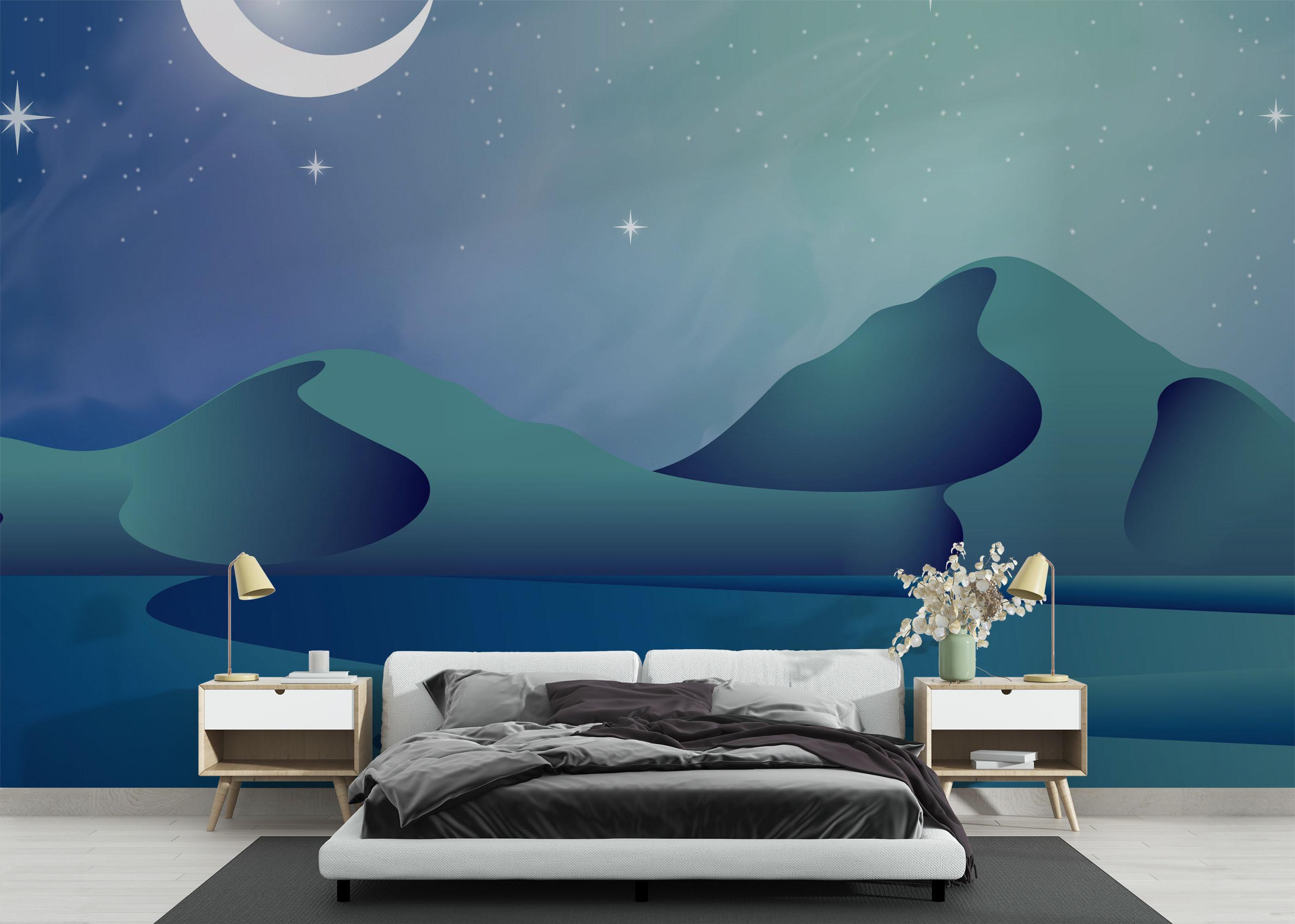 Fototapet Green Light Desert mockup 3