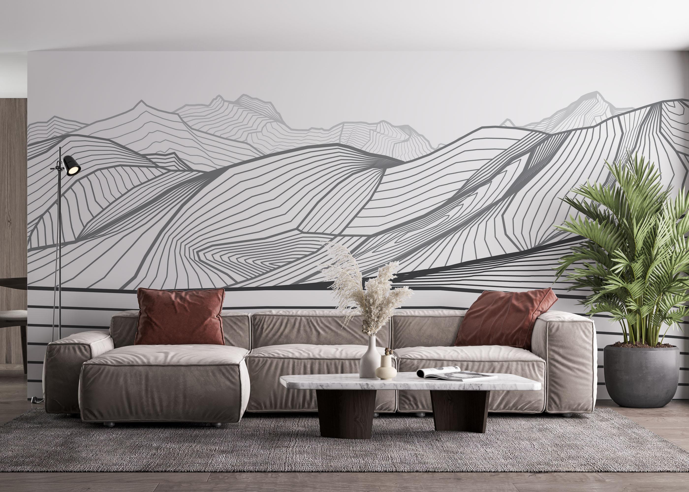 Fototapet Black Line Desert mockup 4