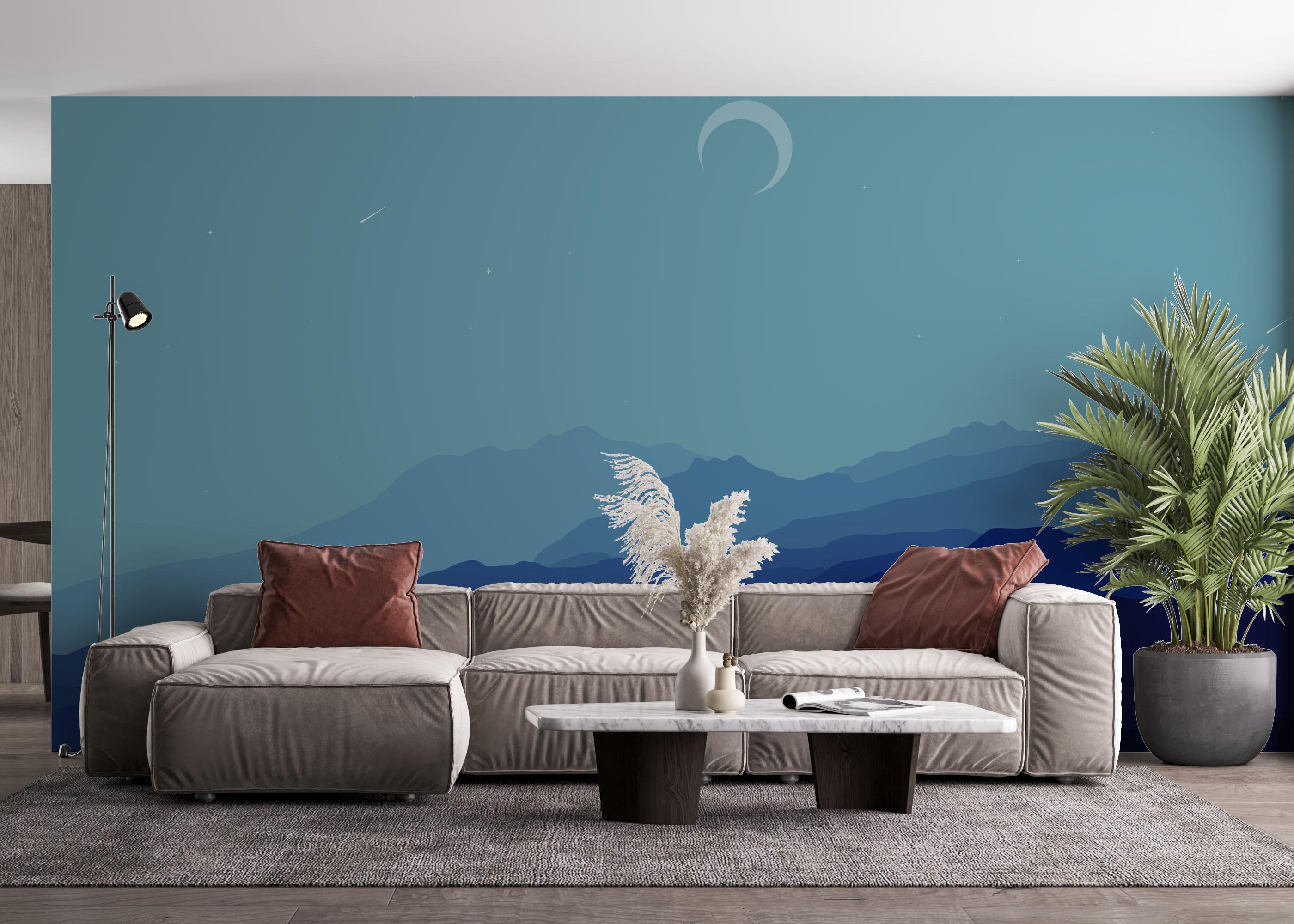Fototapet Blue Desert Moon mockup 4
