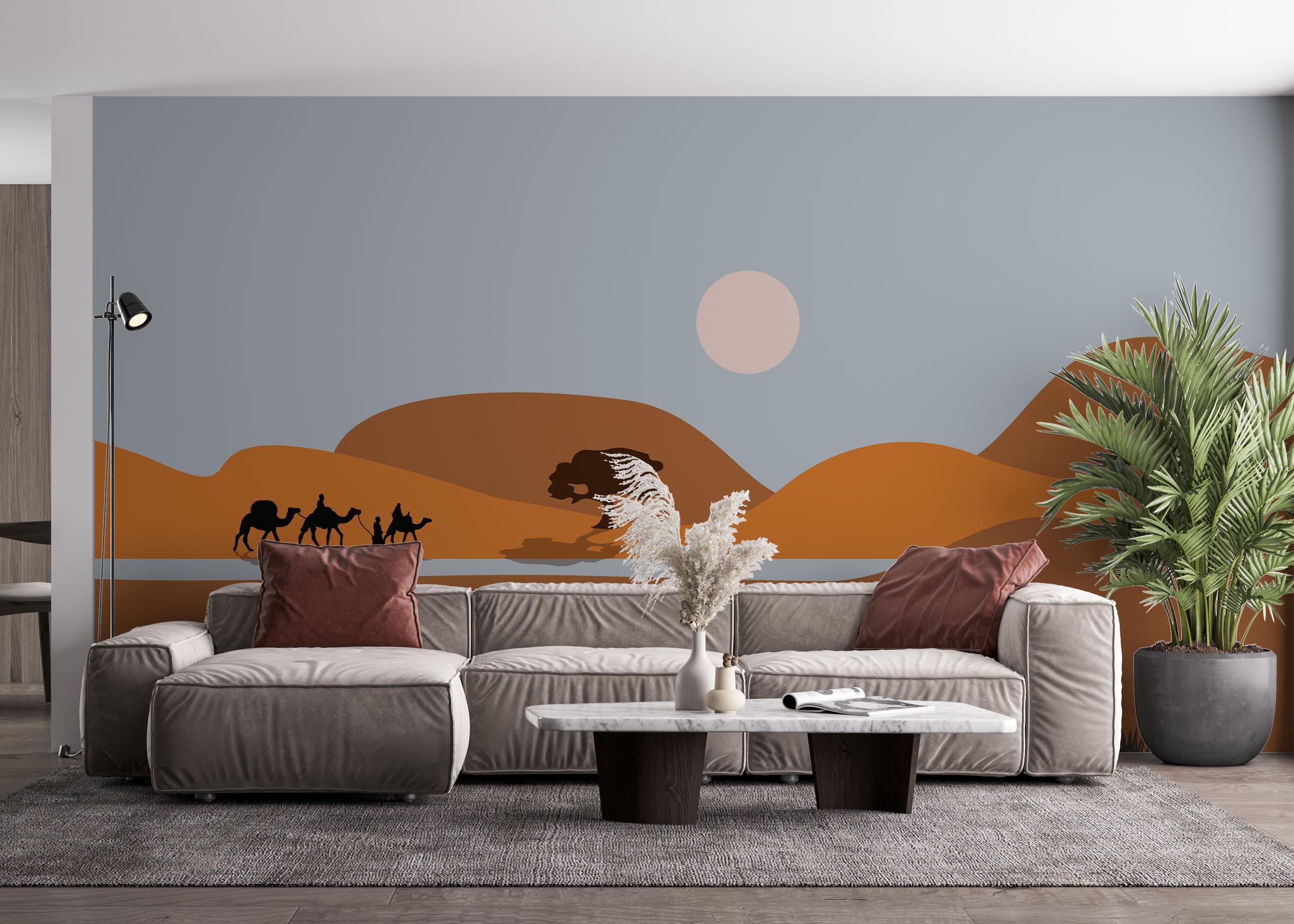 Fototapet Camels Walk mockup 4