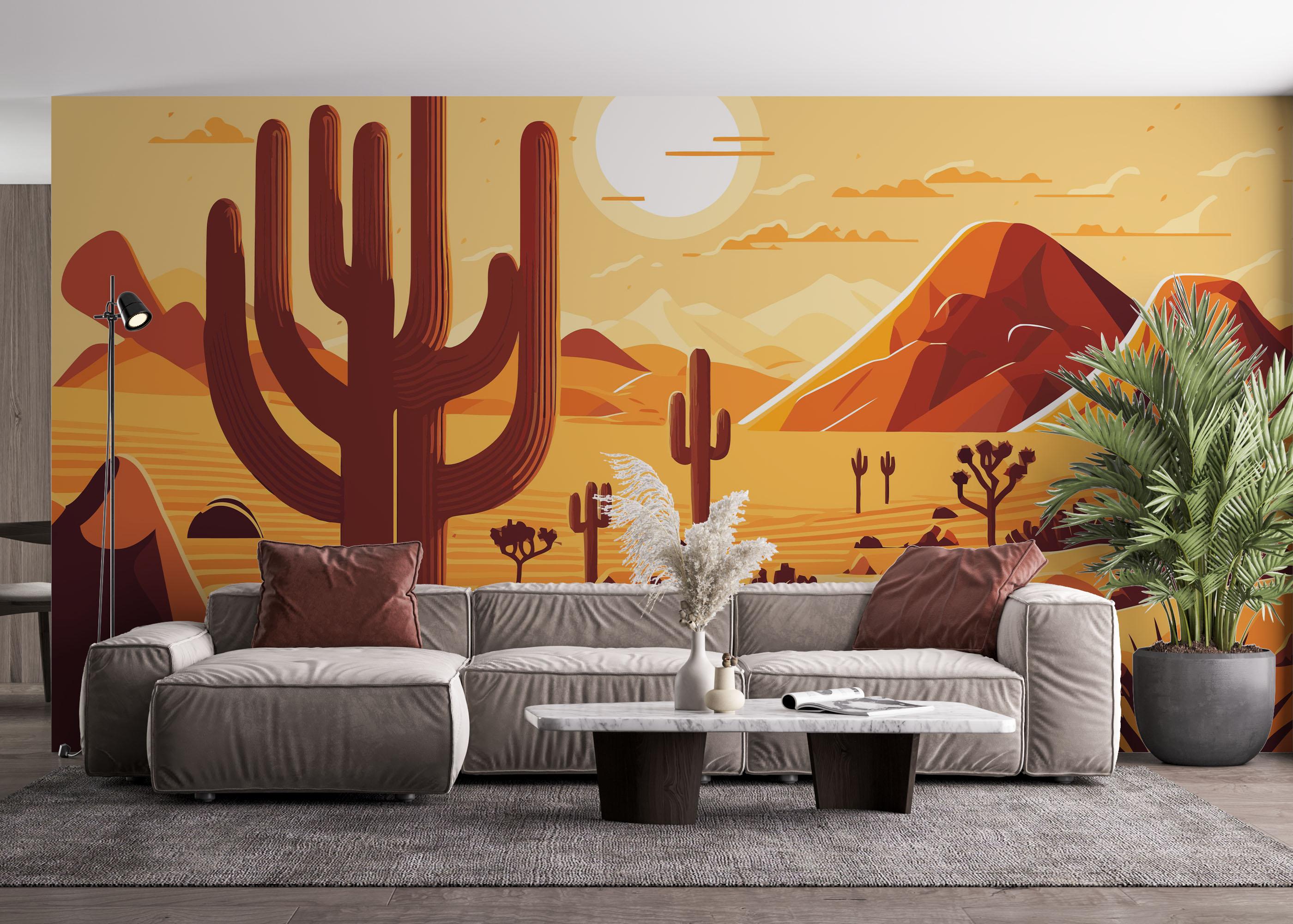 Fototapet Cream Desert Cartoon mockup 4