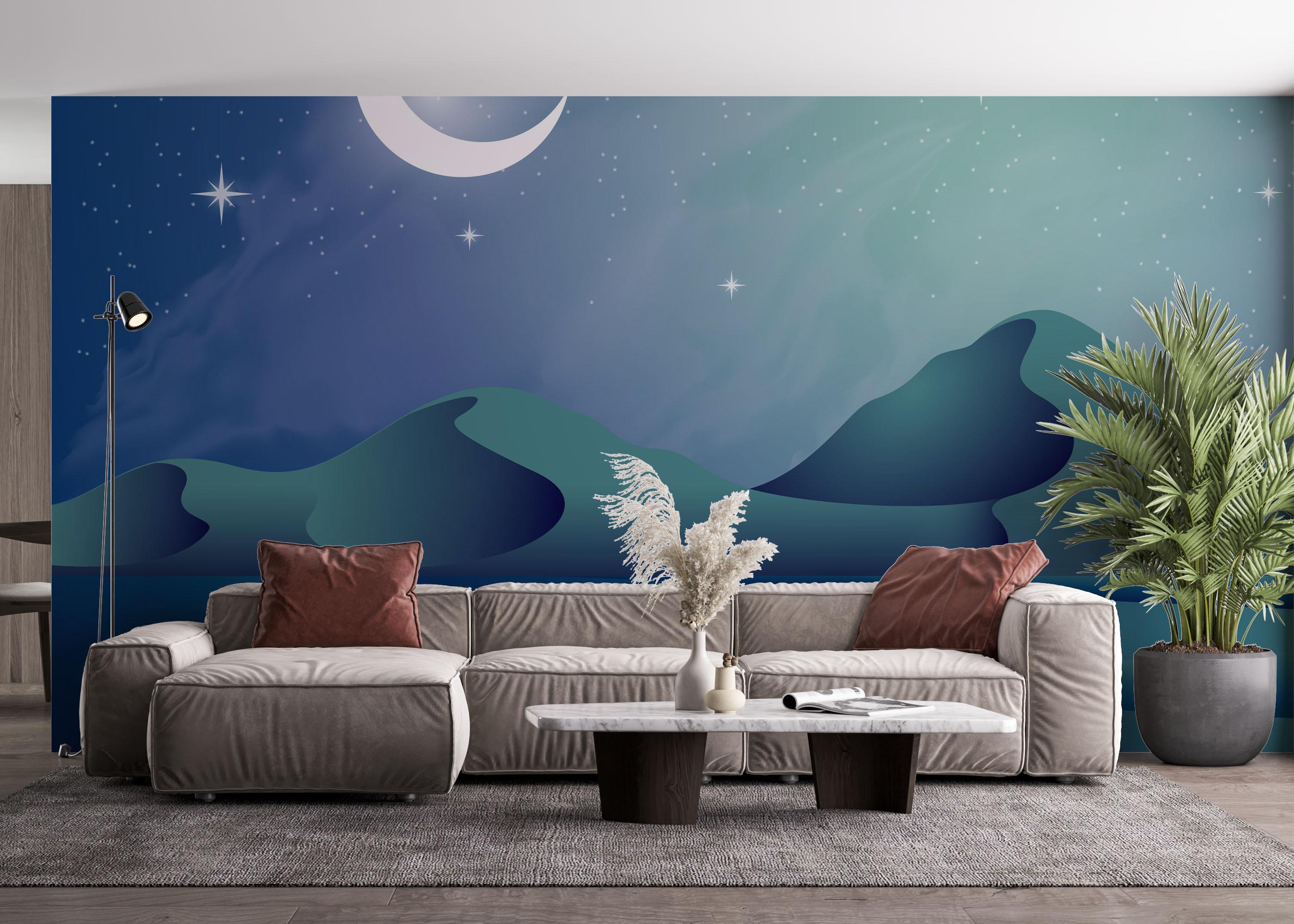 Fototapet Green Light Desert mockup 4