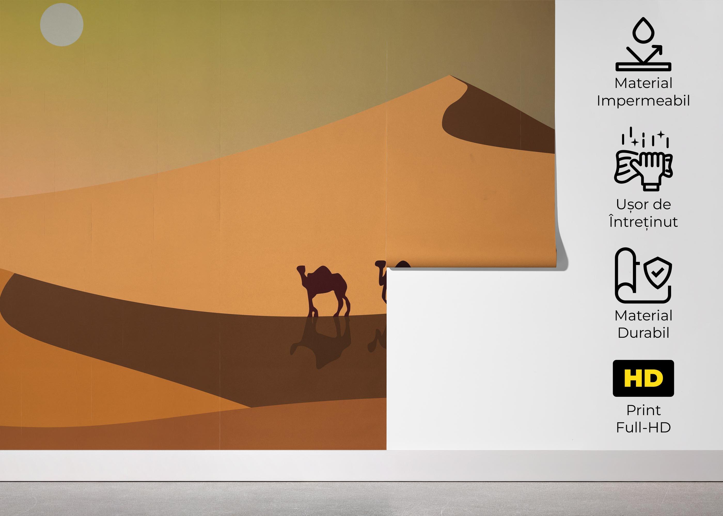 Fototapet Cream Dune Camels mockup 5