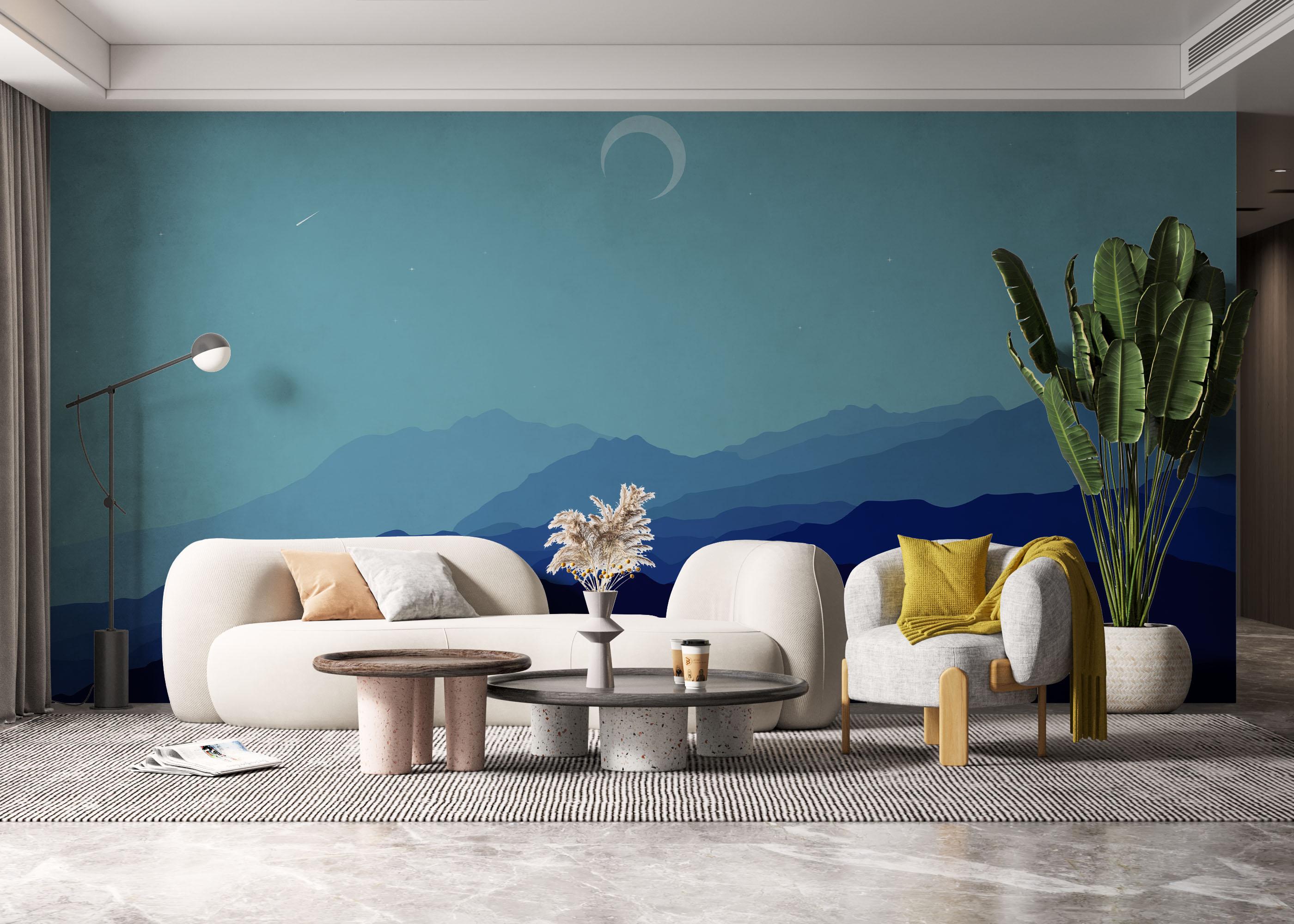 Fototapet Blue Desert Moon mockup 6