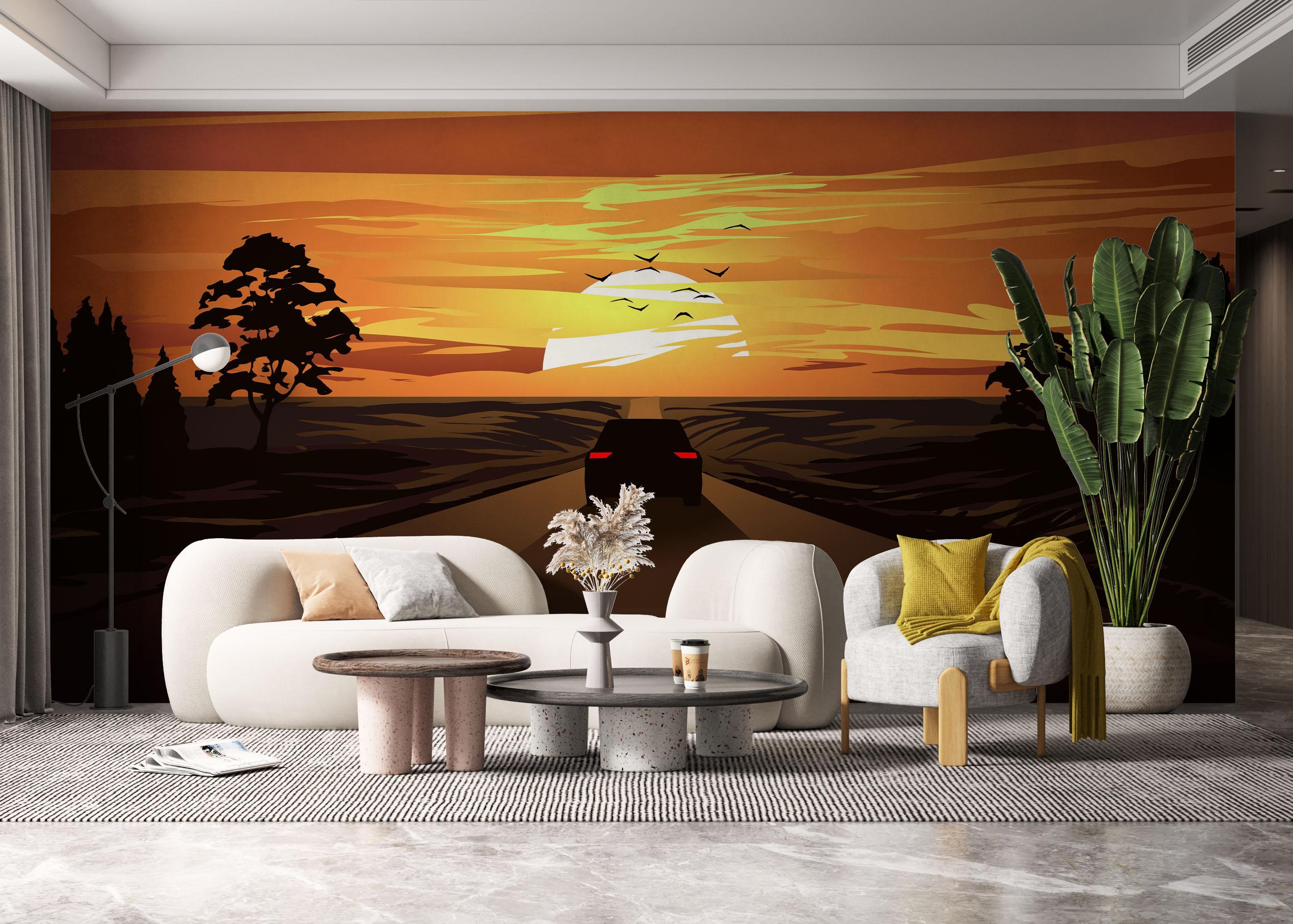 Fototapet Car Sunset Desert mockup 6