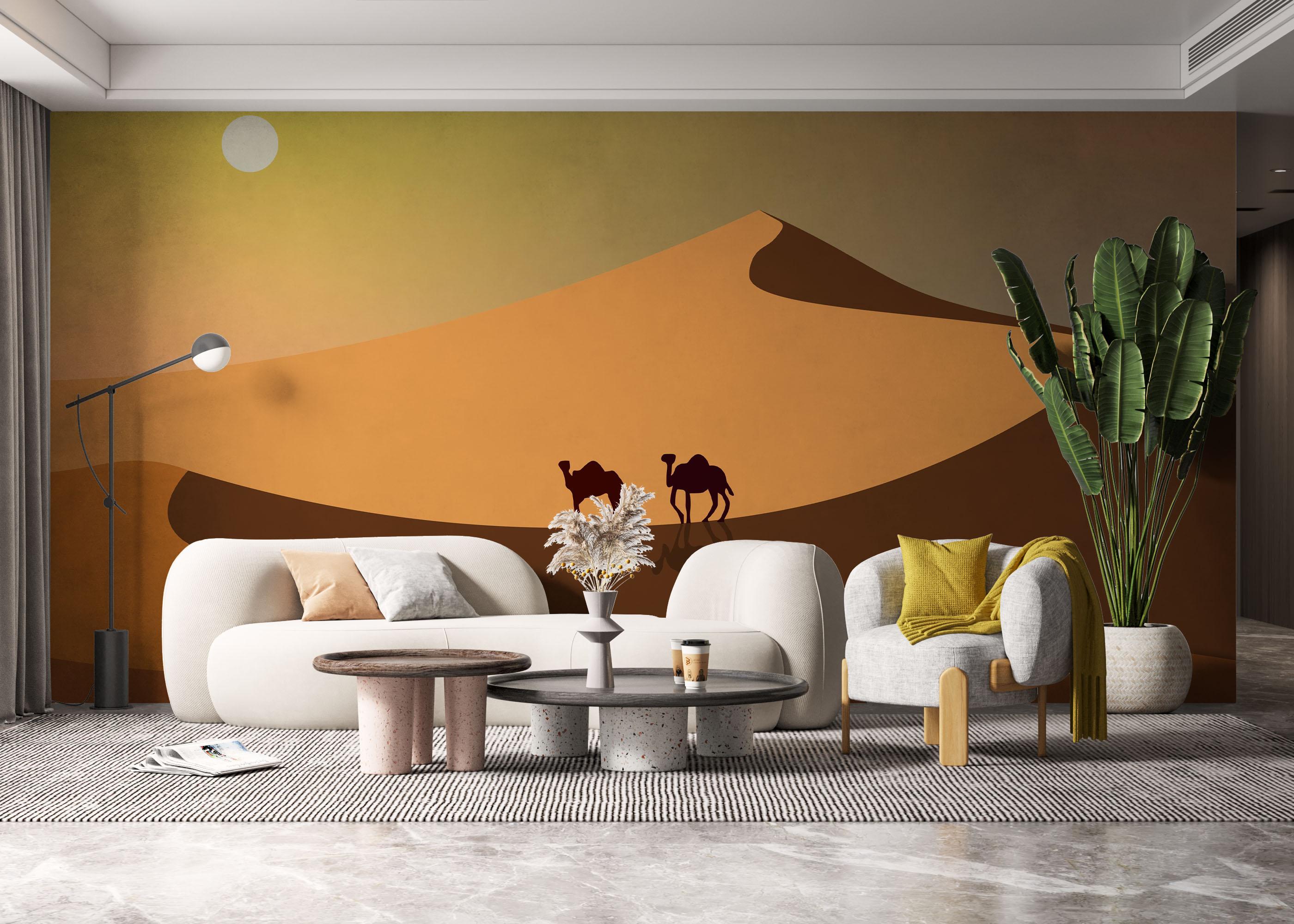 Fototapet Cream Dune Camels mockup 6