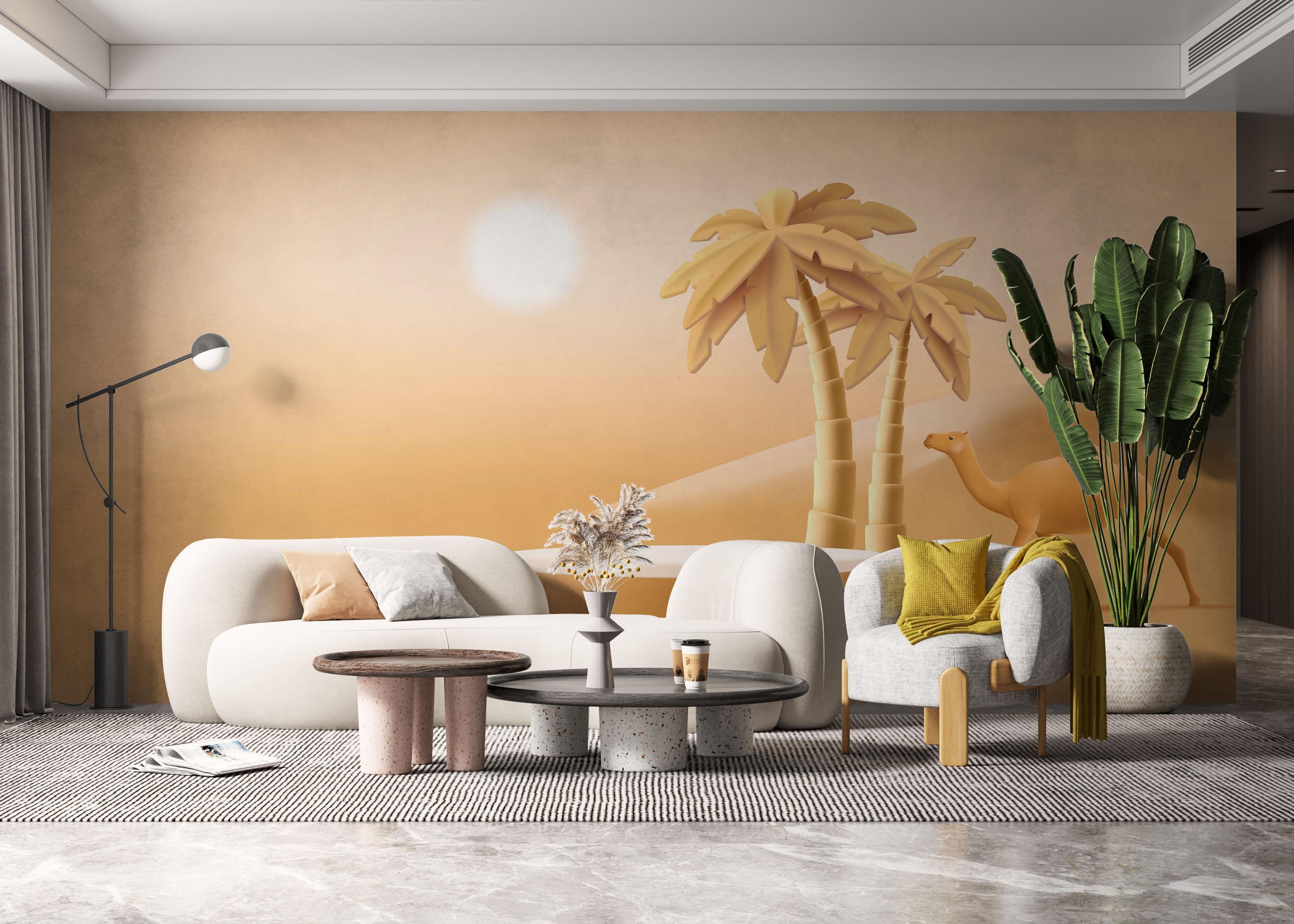 Fototapet Desert Camel Palm mockup 6