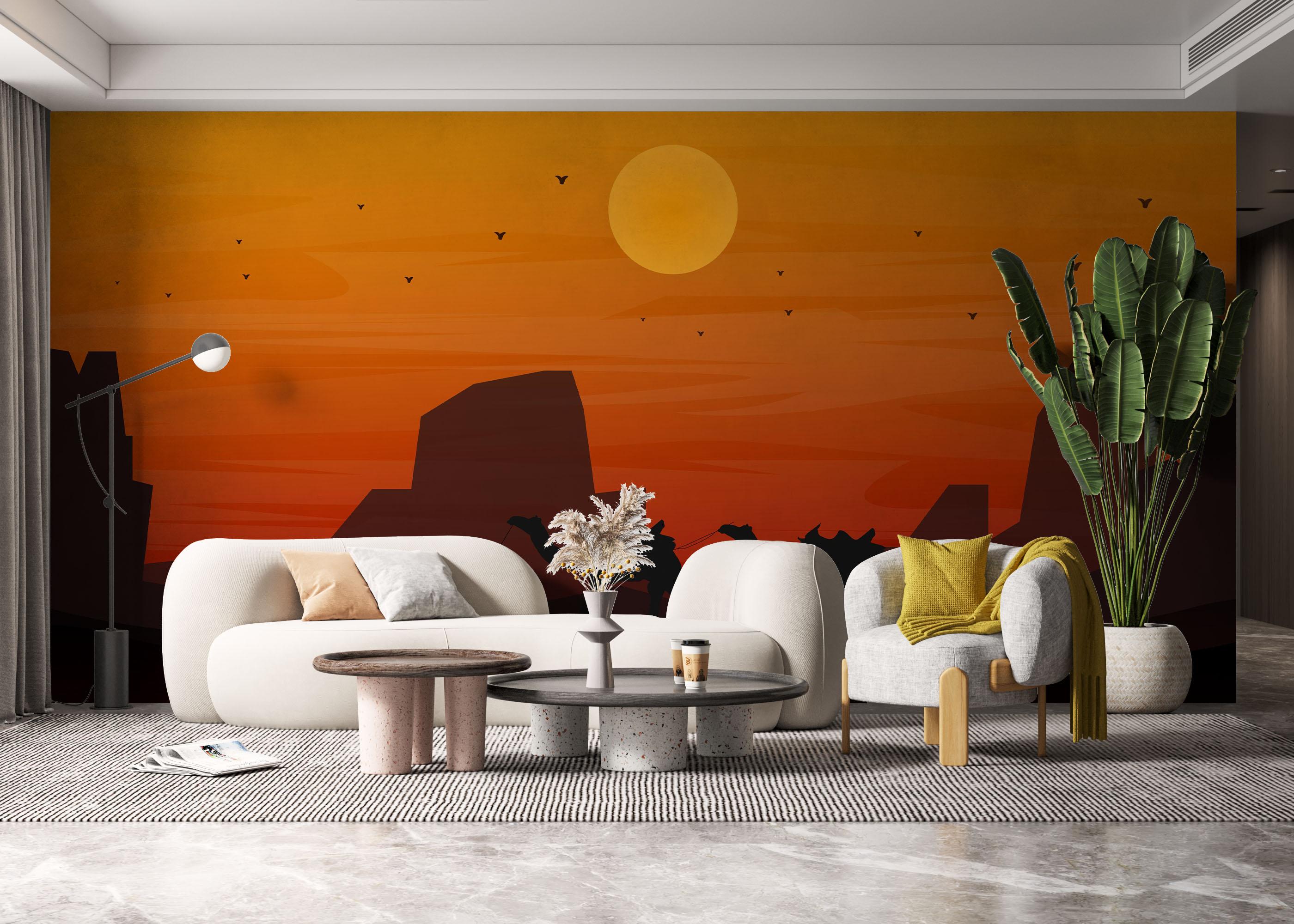 Fototapet Red Sunset Desert mockup 6