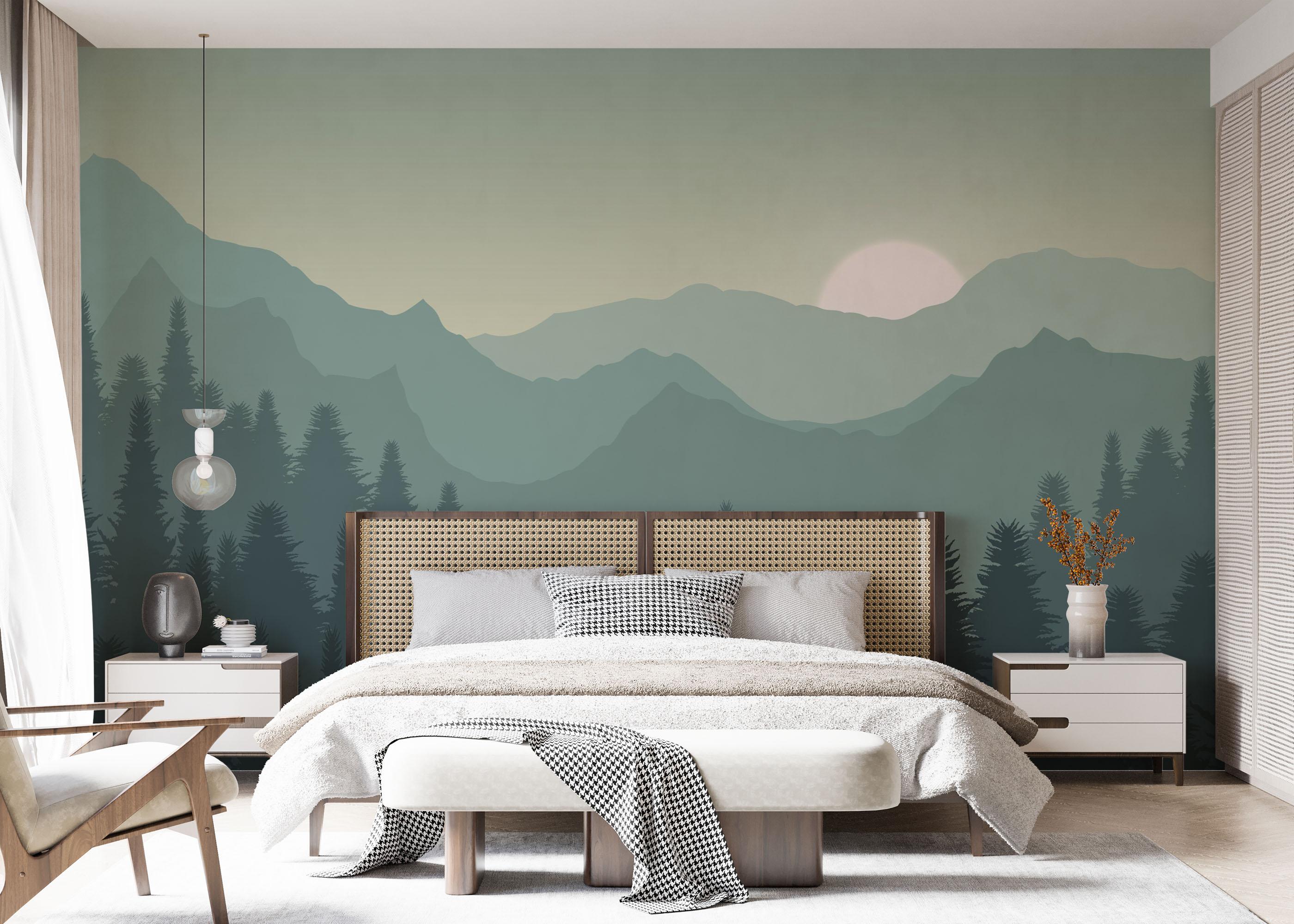 Fototapet Green Mountain Tree mockup 7