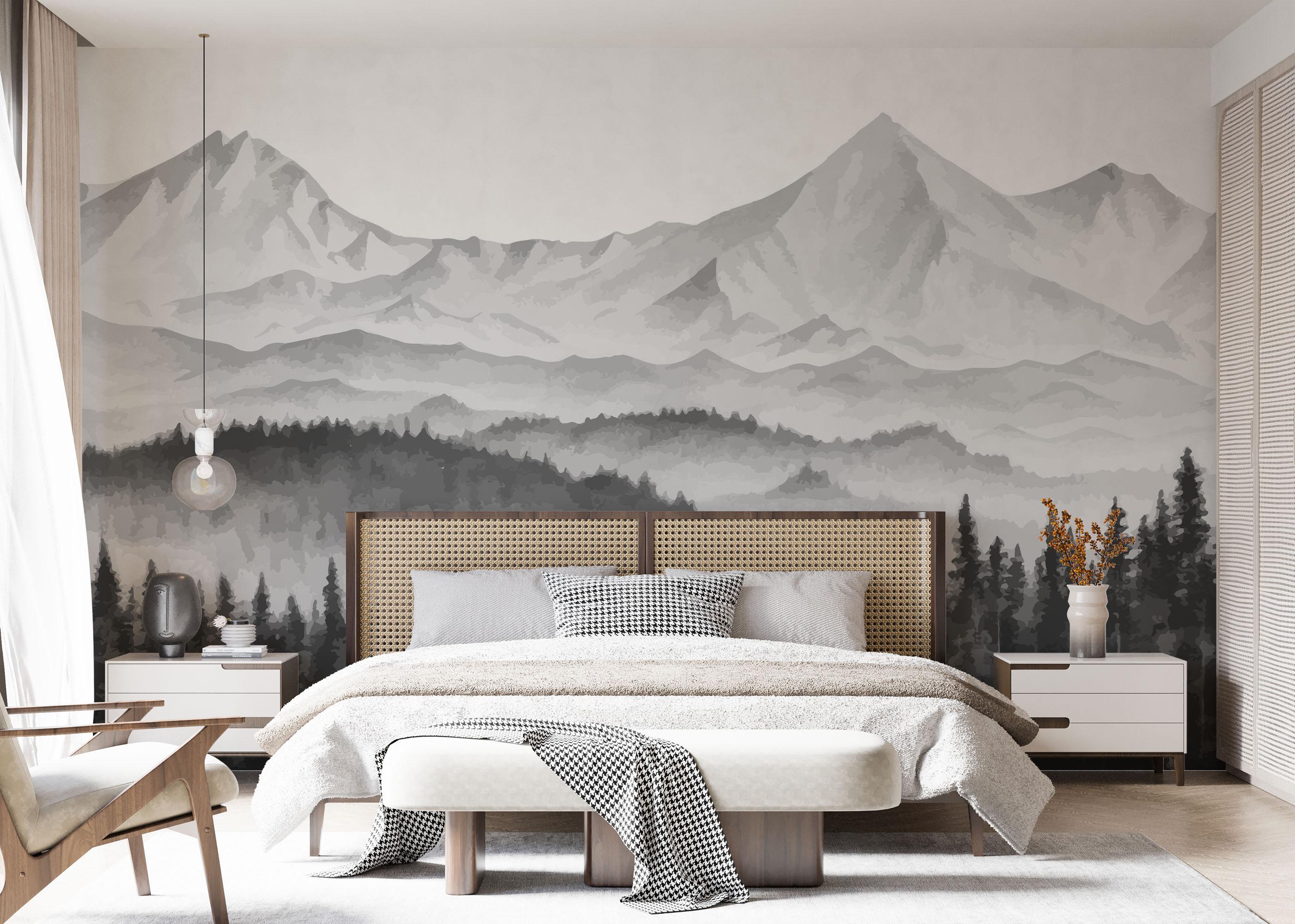 Fototapet Grey Tree Mountain mockup 7