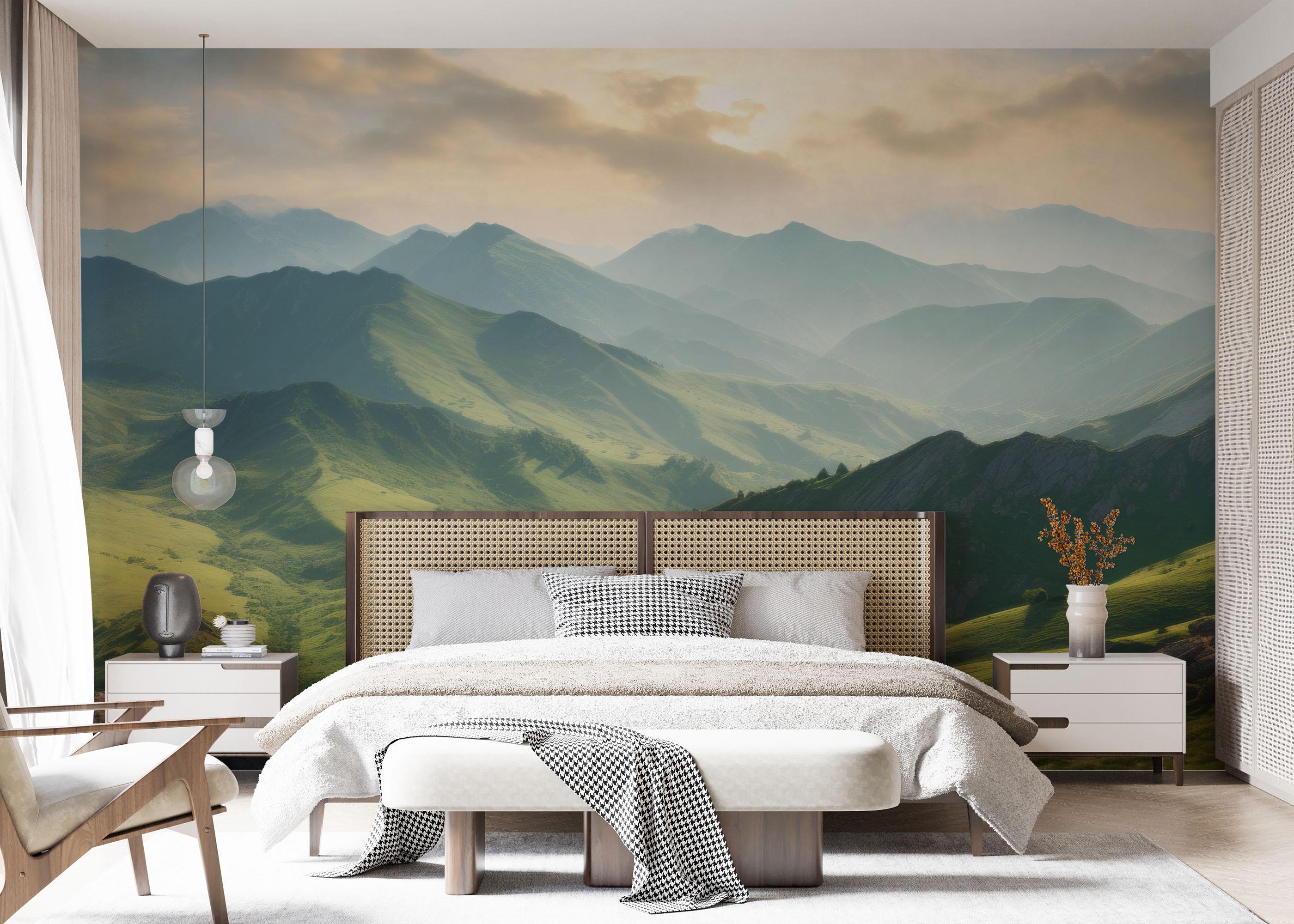 Fototapet Mountain Green Grass mockup 7