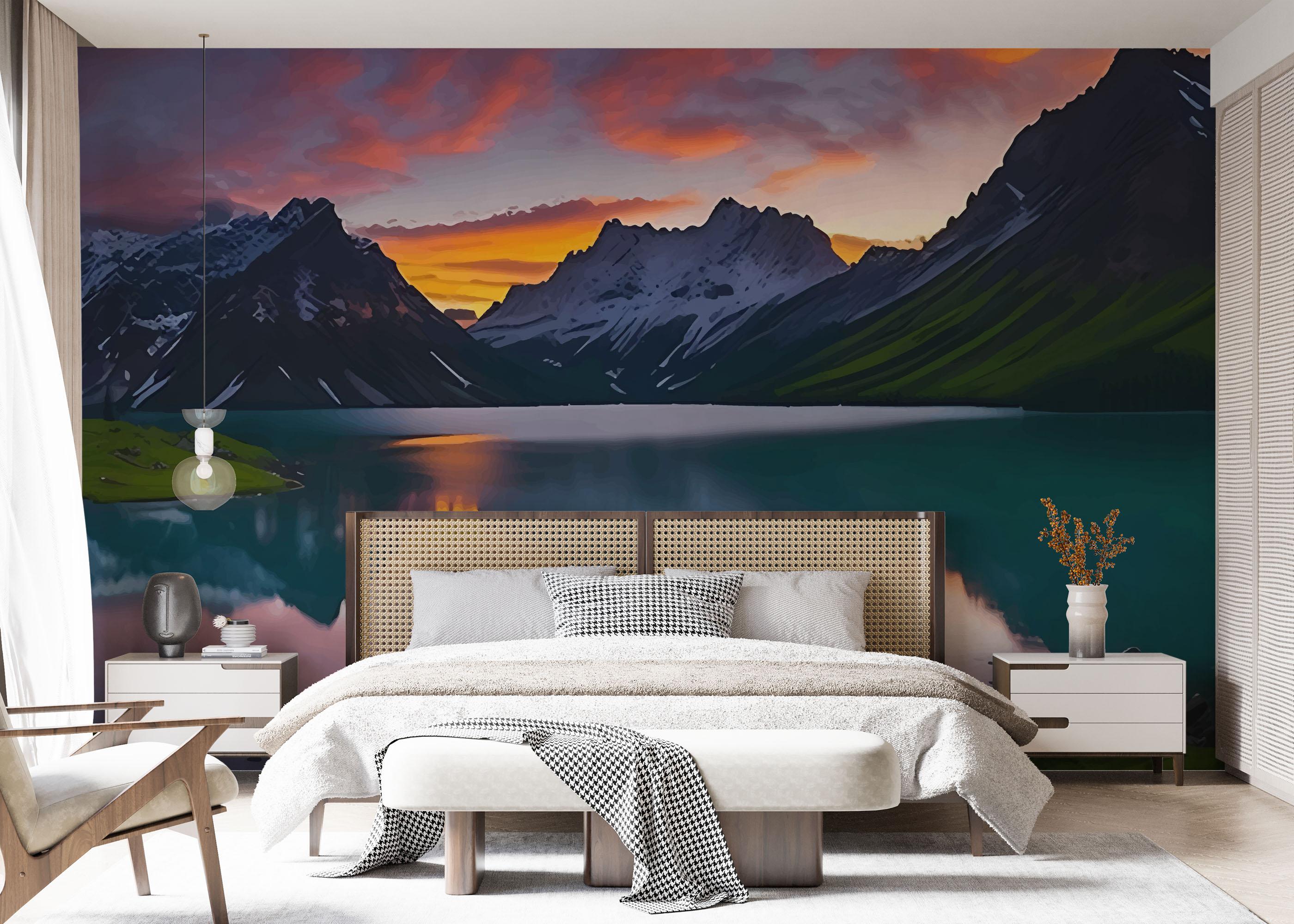 Fototapet Mountain Pink Sky mockup 7