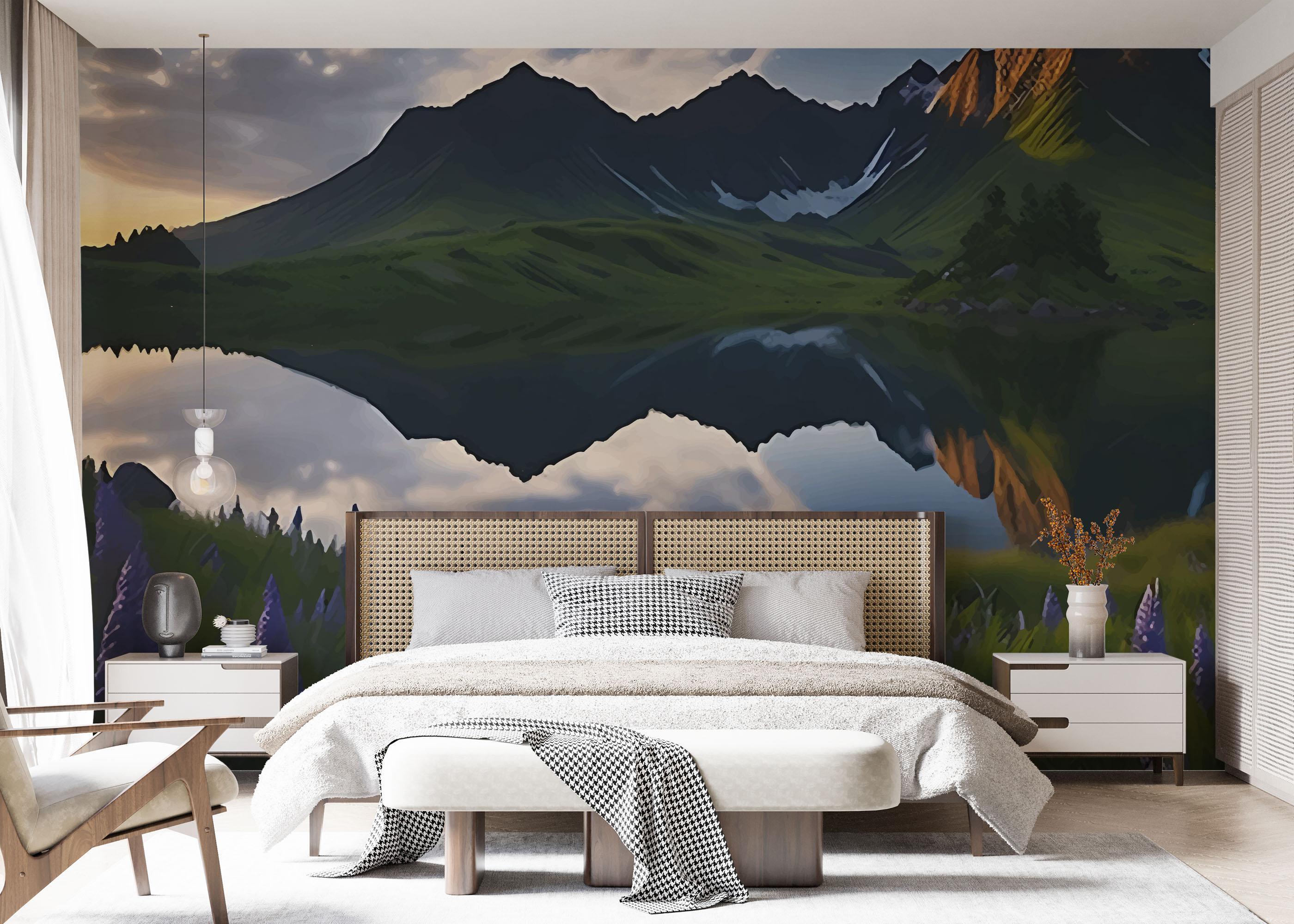 Fototapet Mountain Purple Plant mockup 7