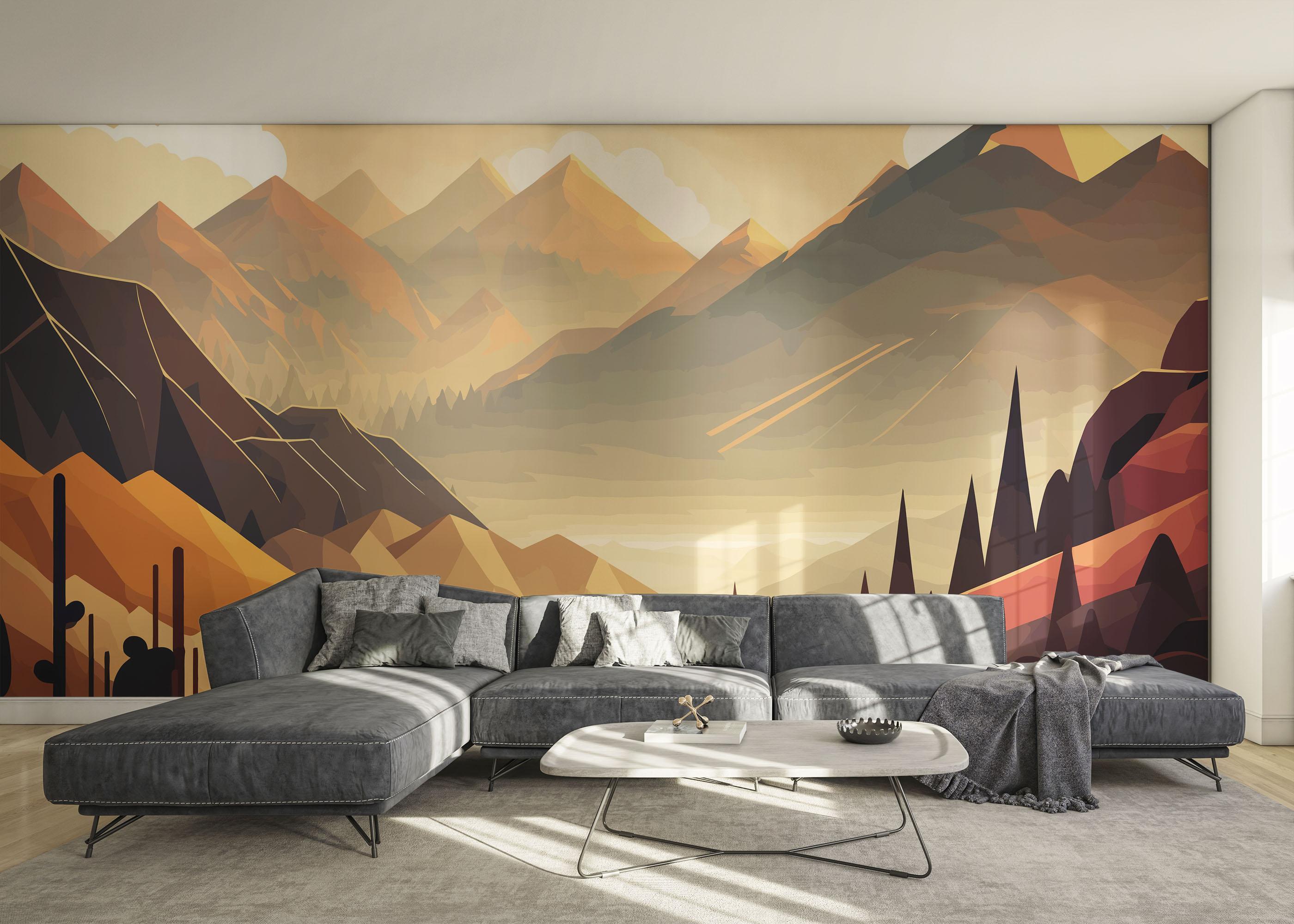 Fototapet Cream Mountain mockup 0