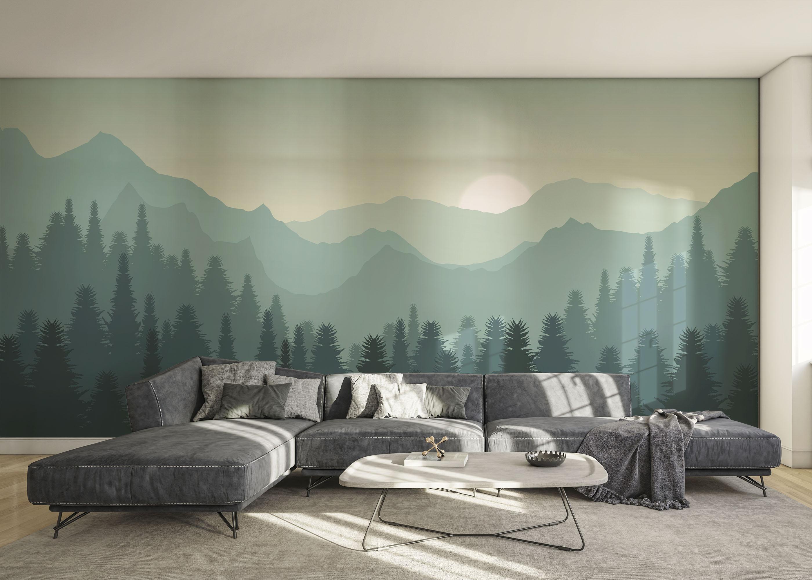 Fototapet Green Mountain Tree mockup 0