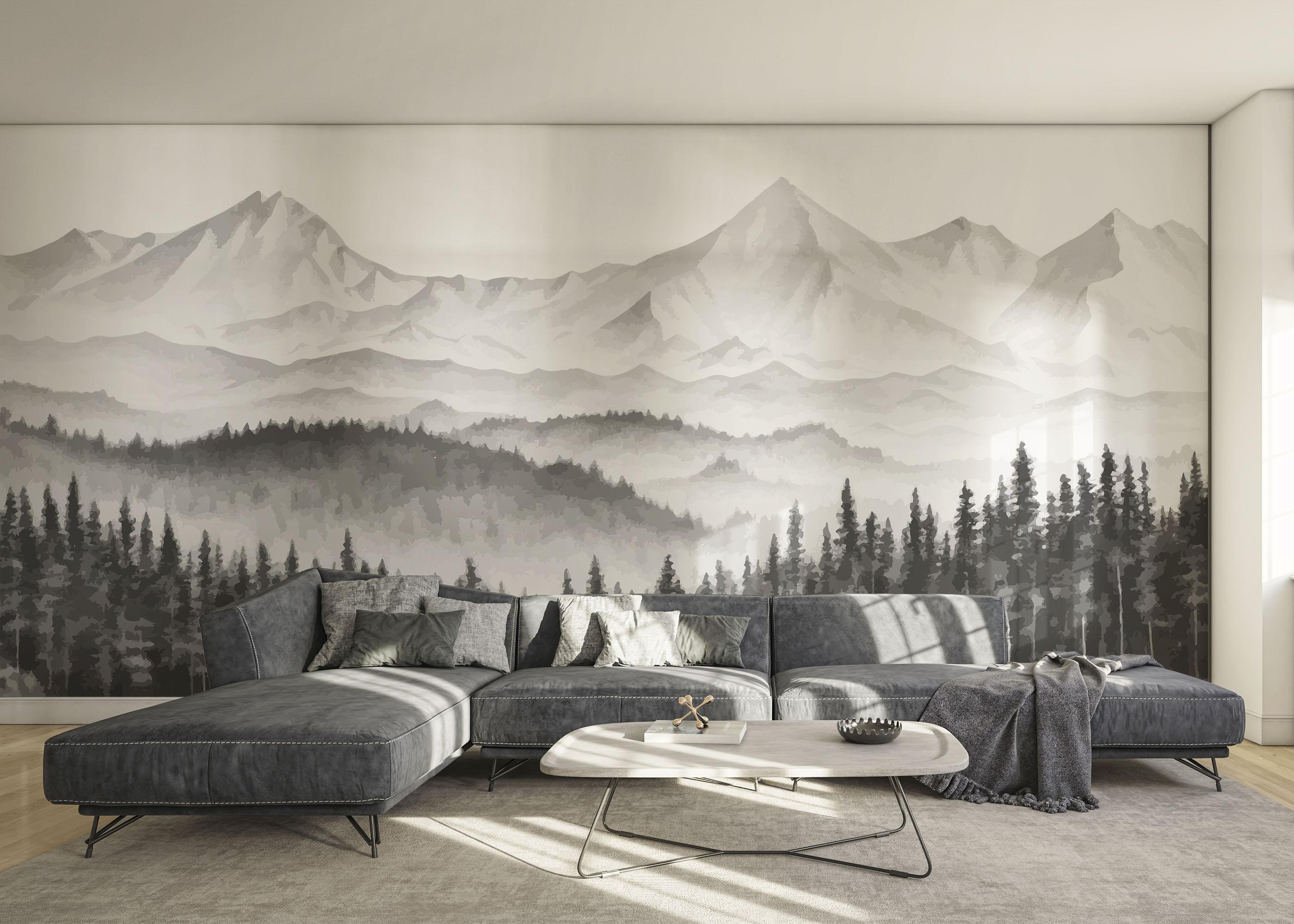 Fototapet Grey Tree Mountain mockup 0