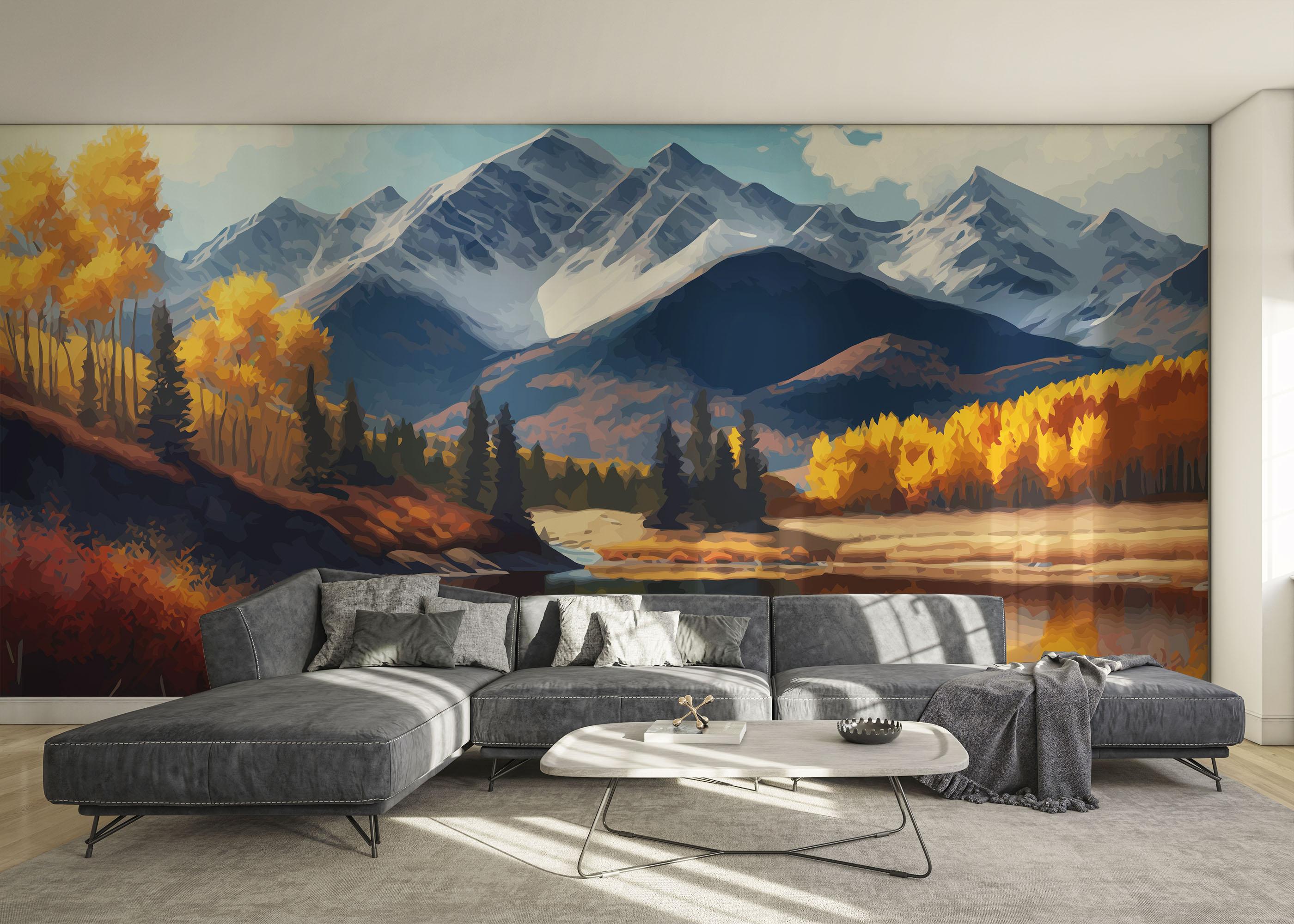 Fototapet Mountain Autumn Tree mockup 0