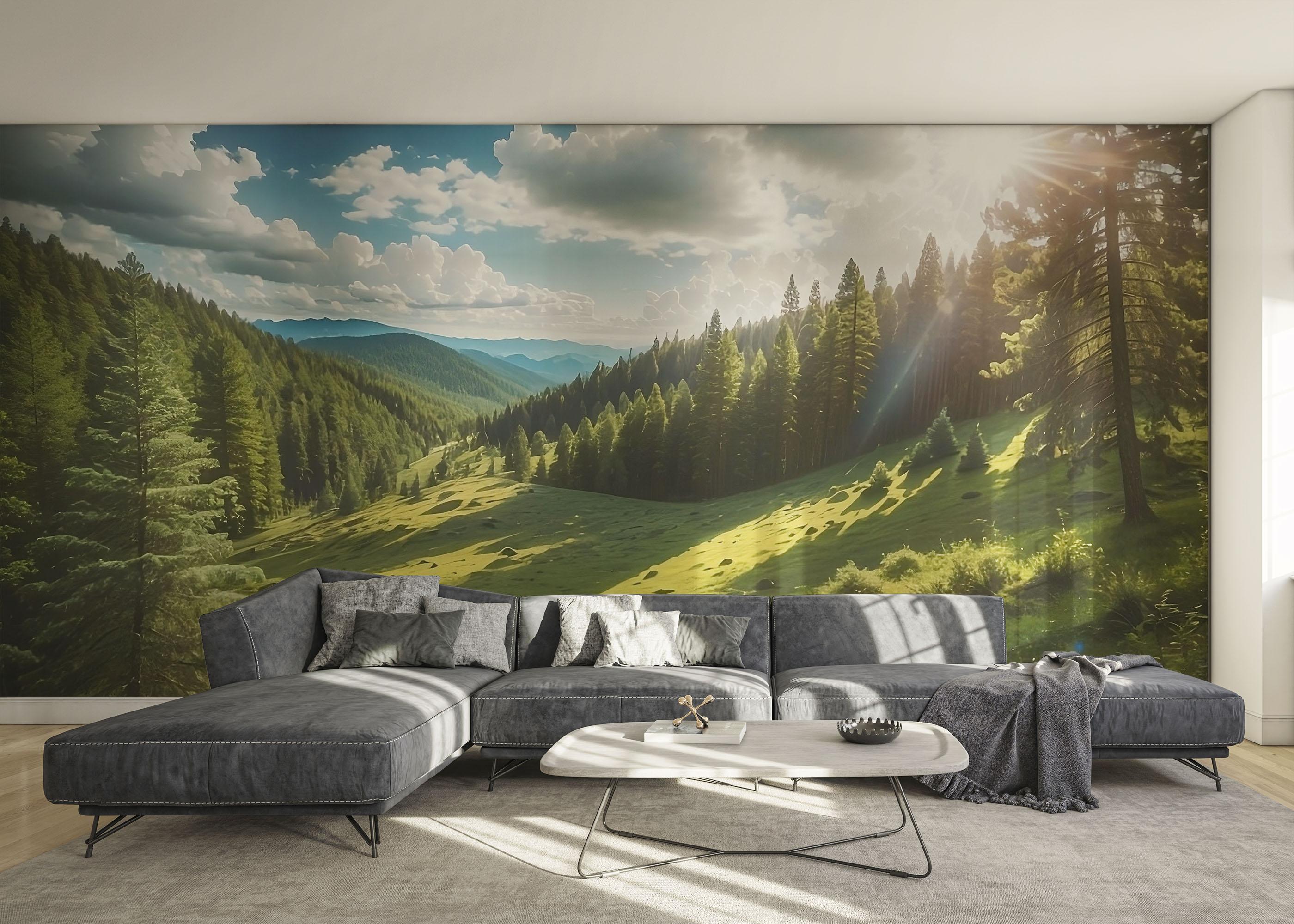 Fototapet Mountain Forest Art mockup 0