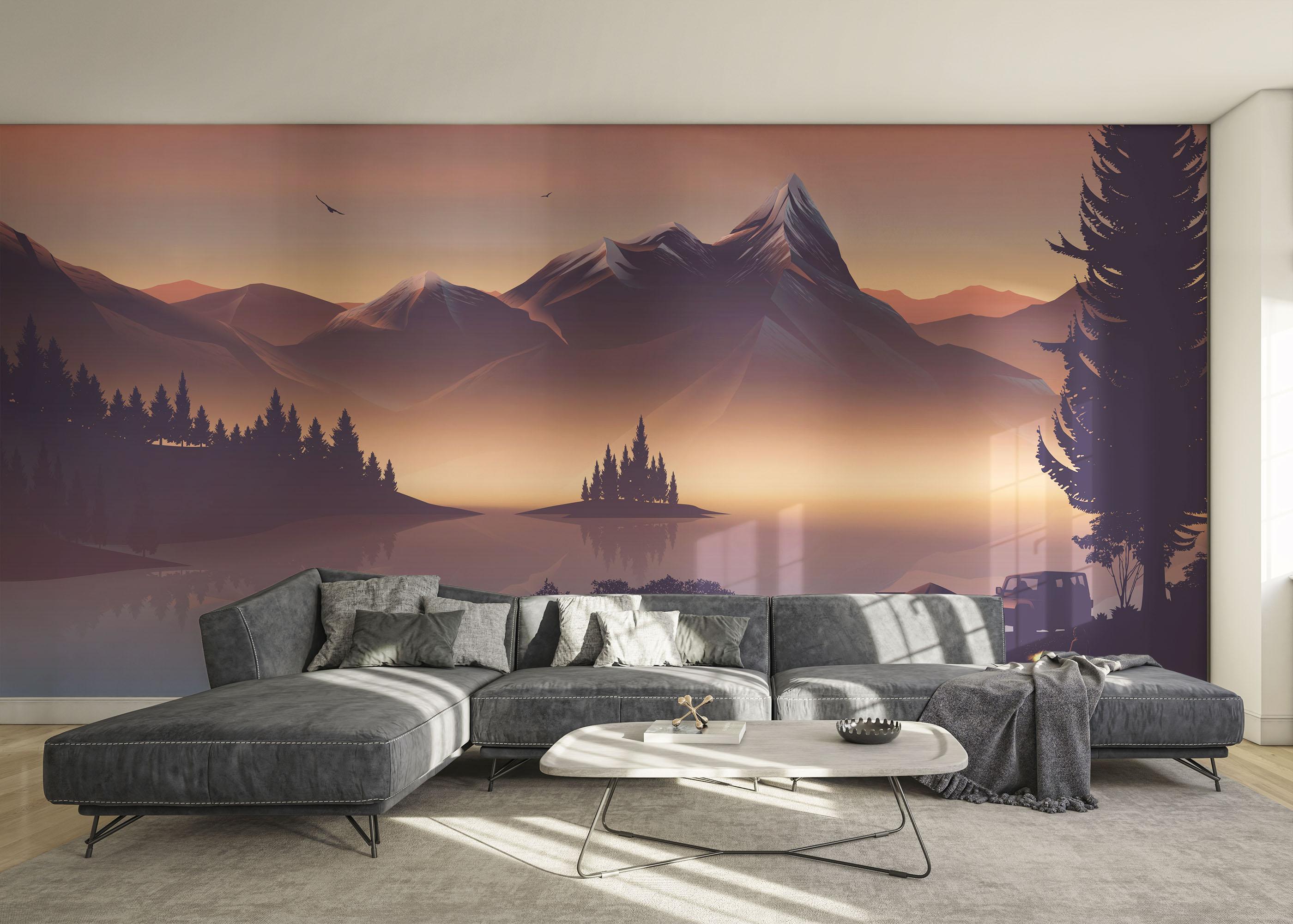 Fototapet Mountain Lake Trip mockup 0