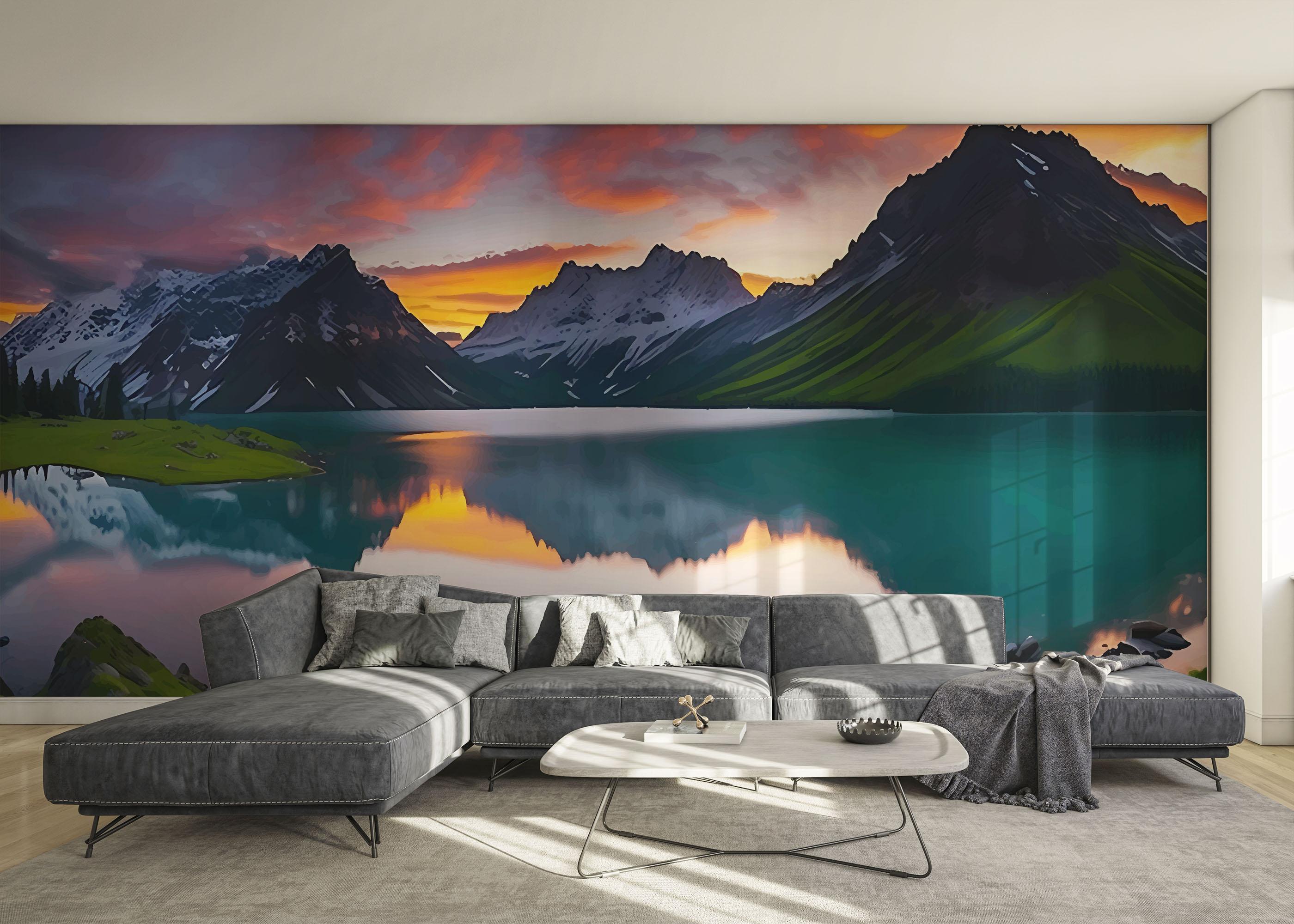 Fototapet Mountain Pink Sky mockup 0