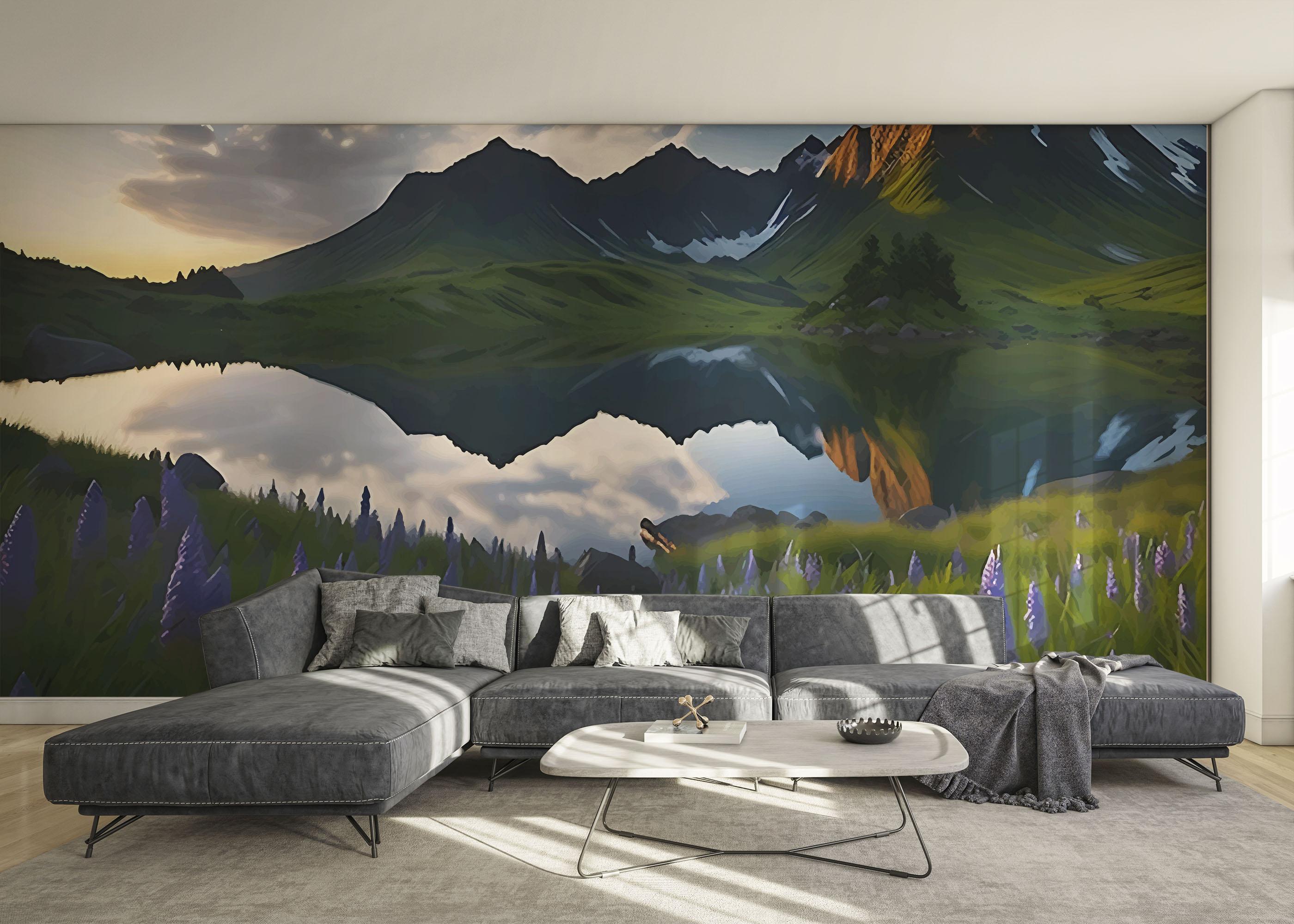 Fototapet Mountain Purple Plant mockup 0