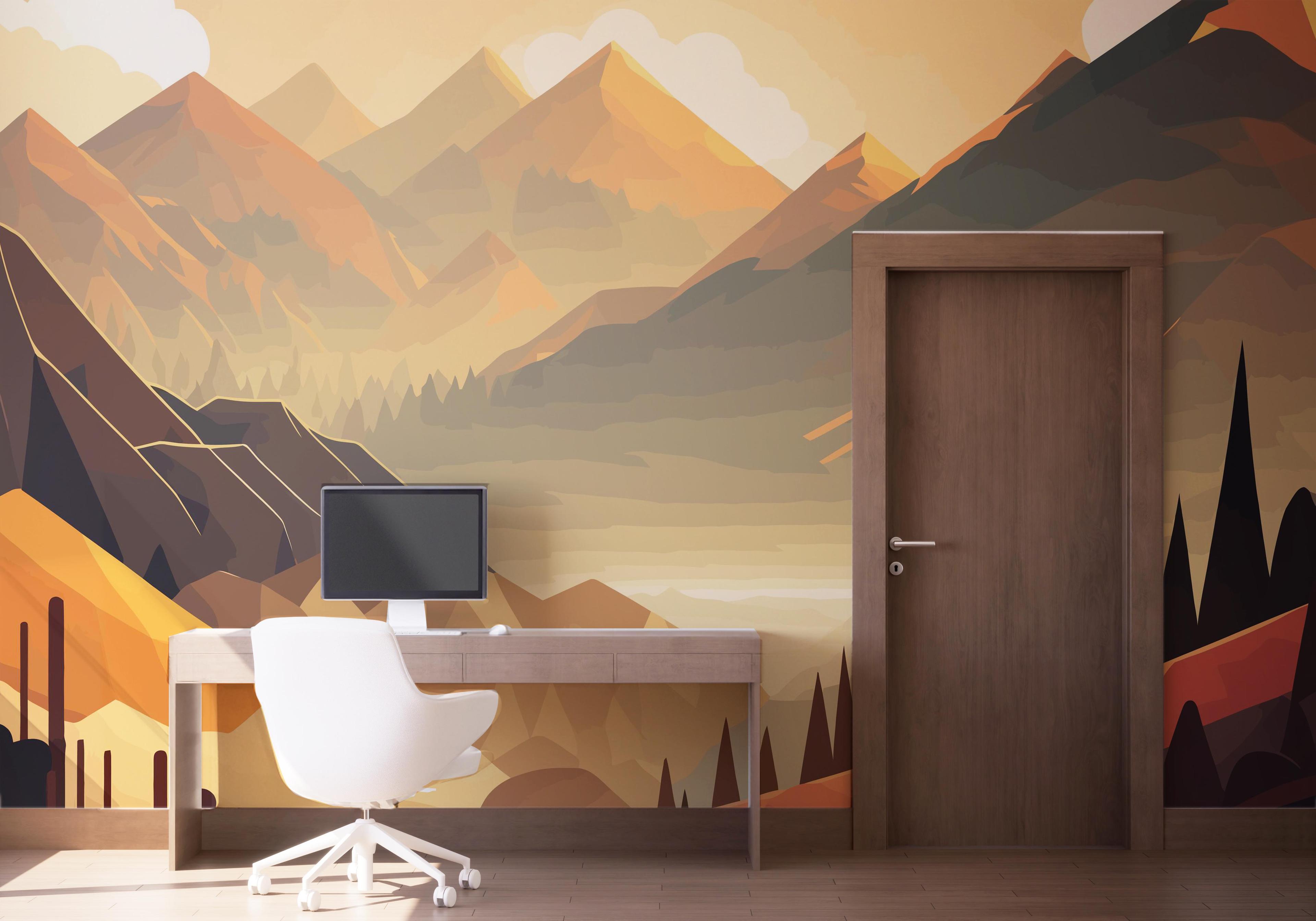 Fototapet Cream Mountain mockup 1