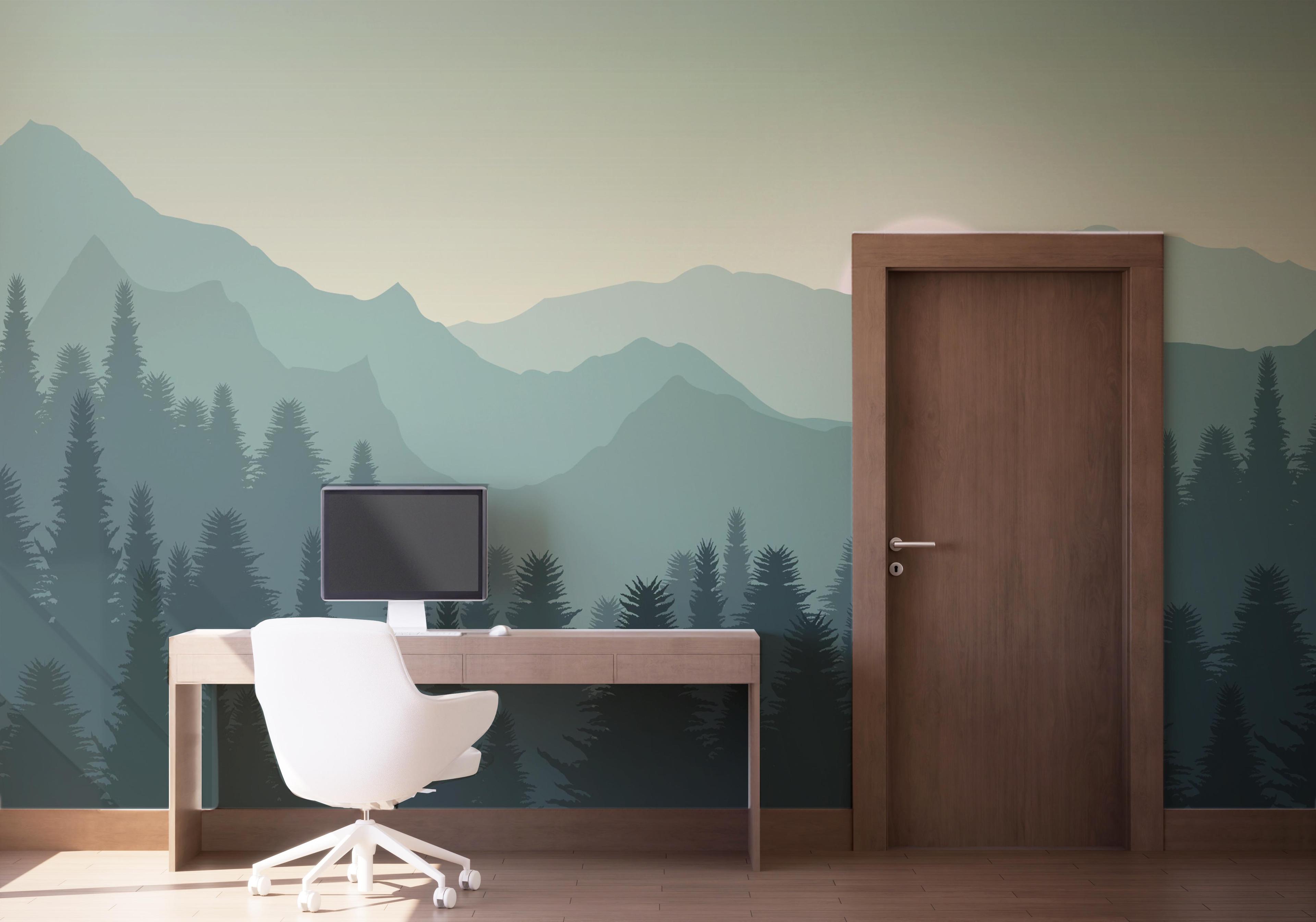 Fototapet Green Mountain Tree mockup 1