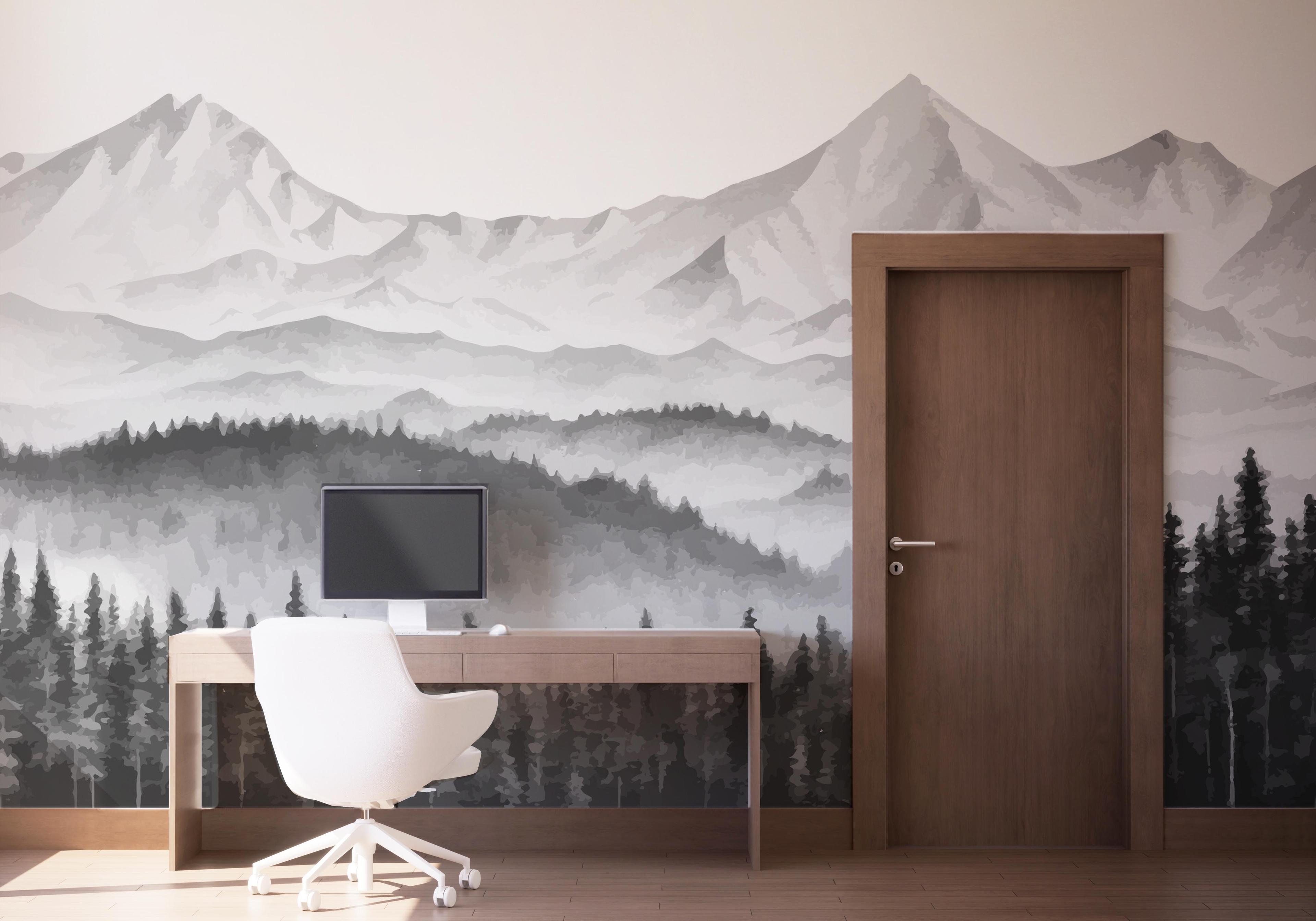 Fototapet Grey Tree Mountain mockup 1