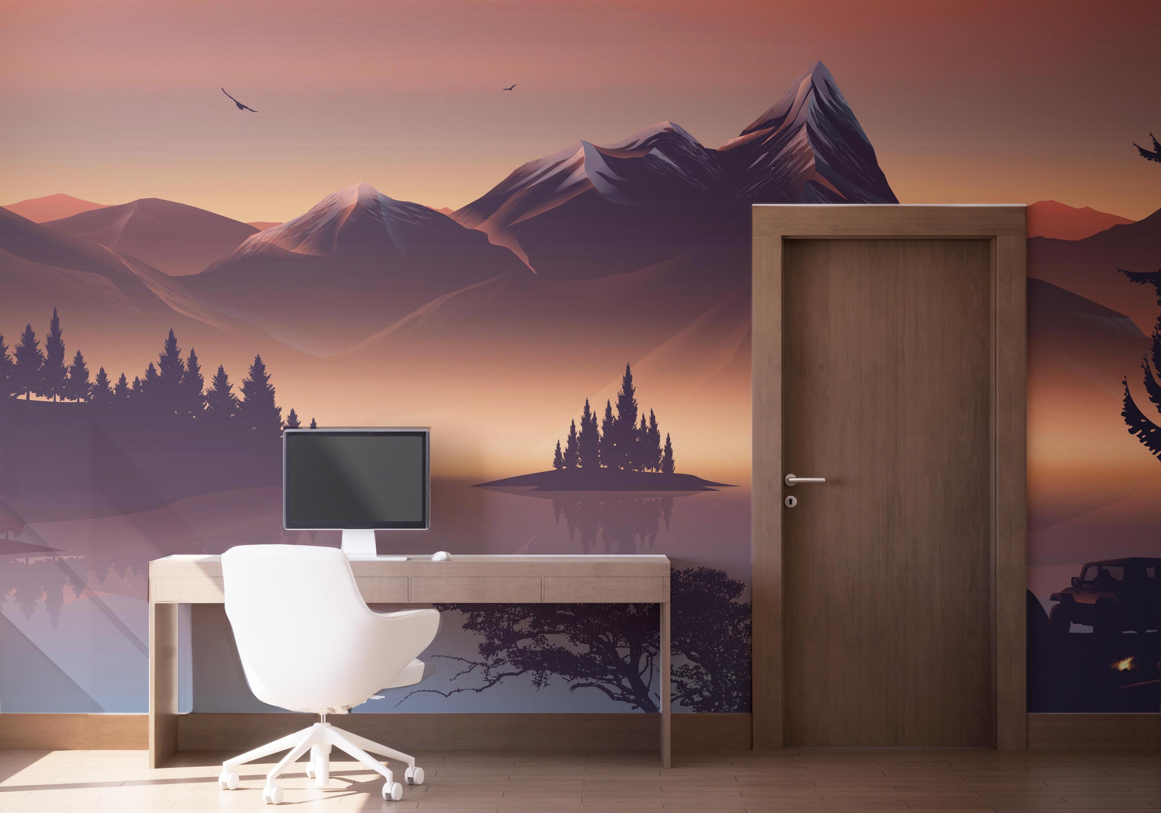 Fototapet Mountain Lake Trip mockup 1