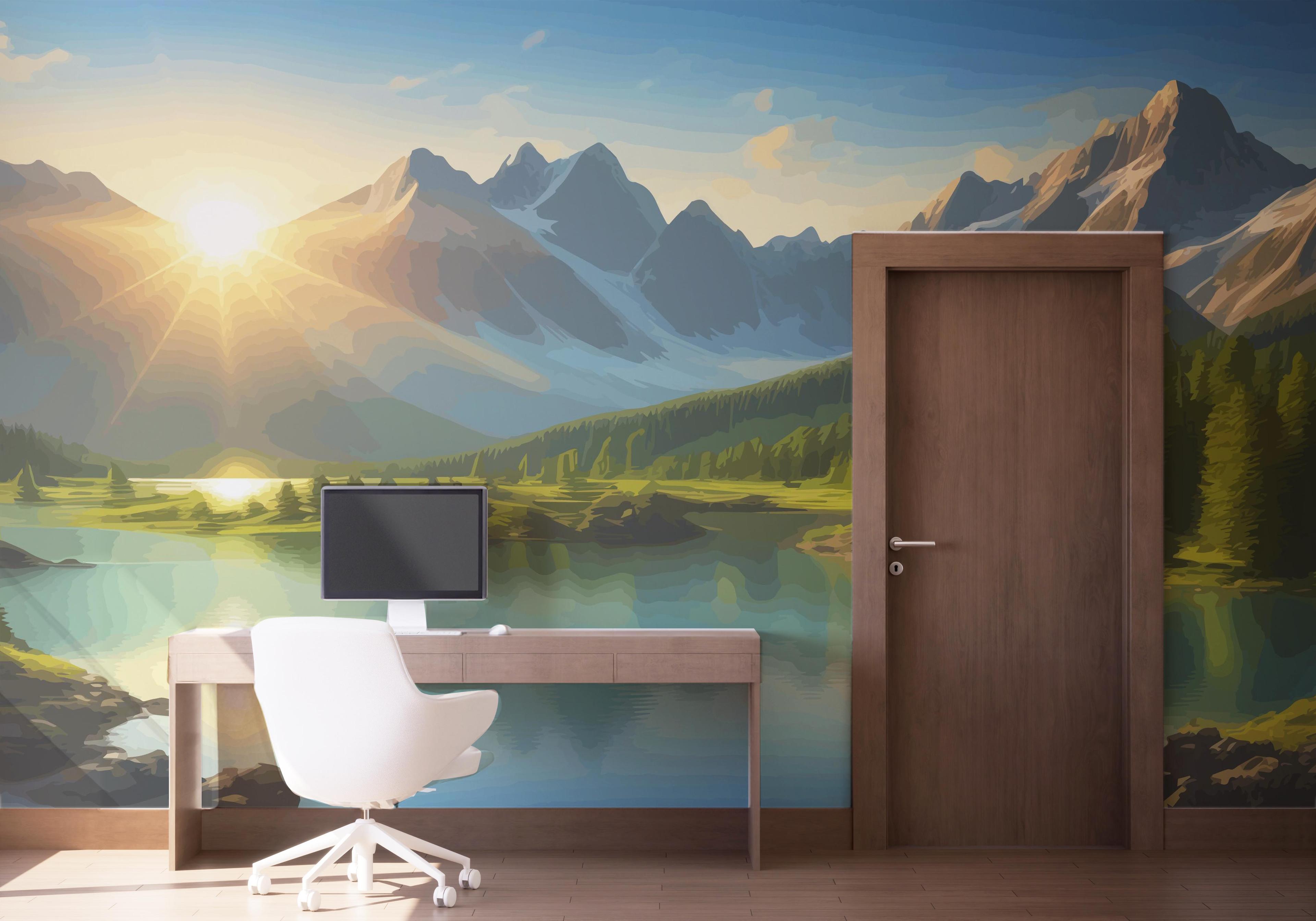 Fototapet Mountain Lake View mockup 1