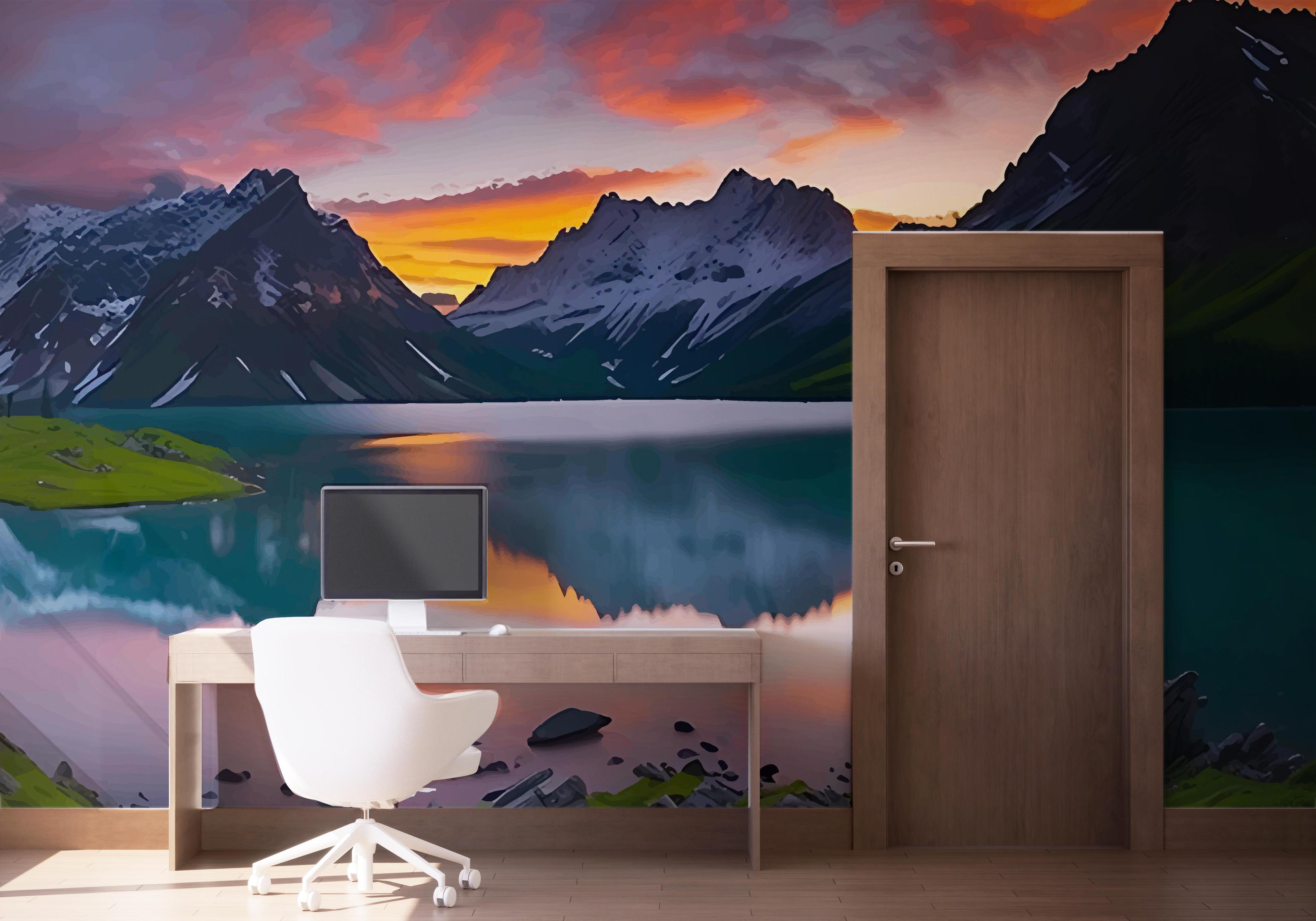 Fototapet Mountain Pink Sky mockup 1