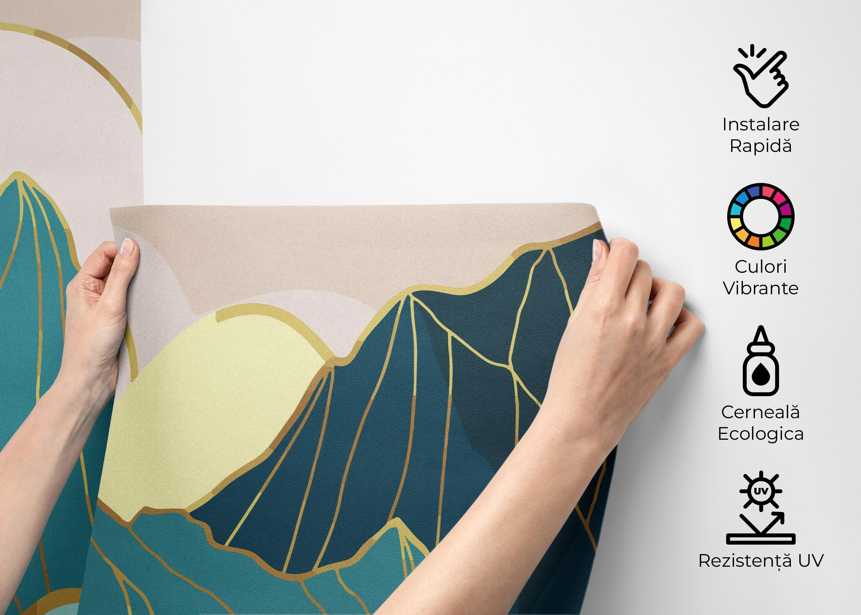 Fototapet Blue Gold Mountain mockup 2