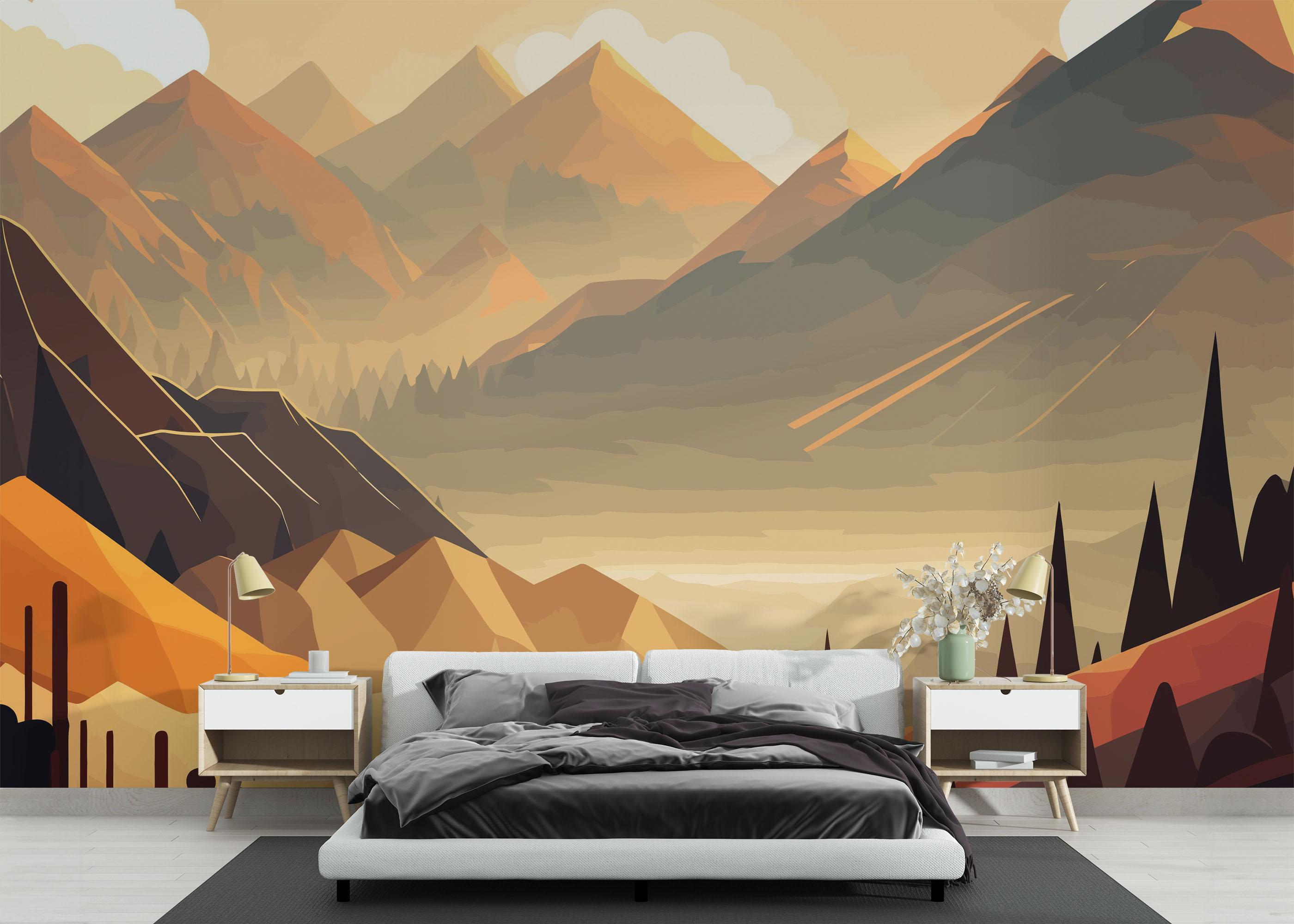 Fototapet Cream Mountain mockup 3