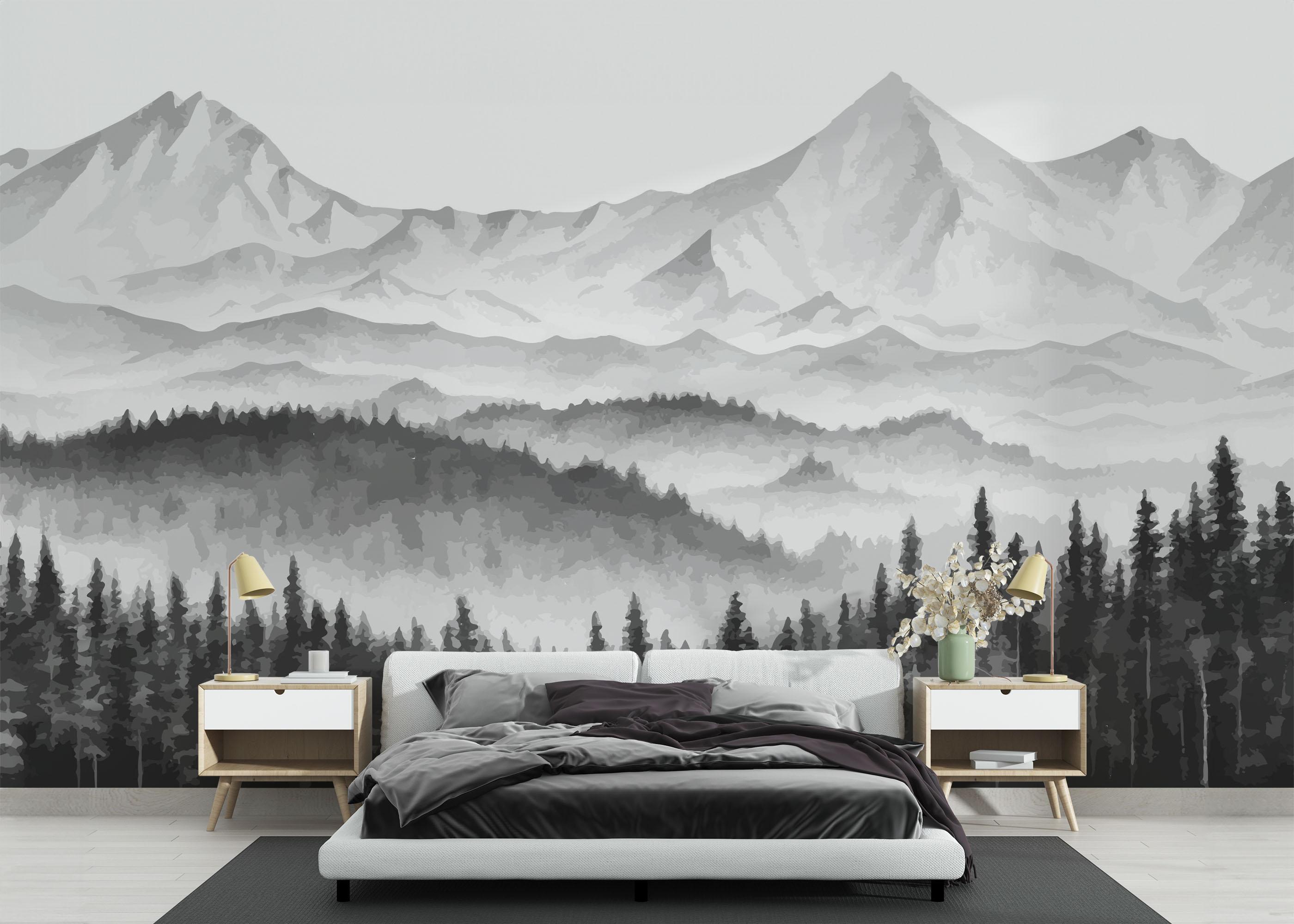 Fototapet Grey Tree Mountain mockup 3